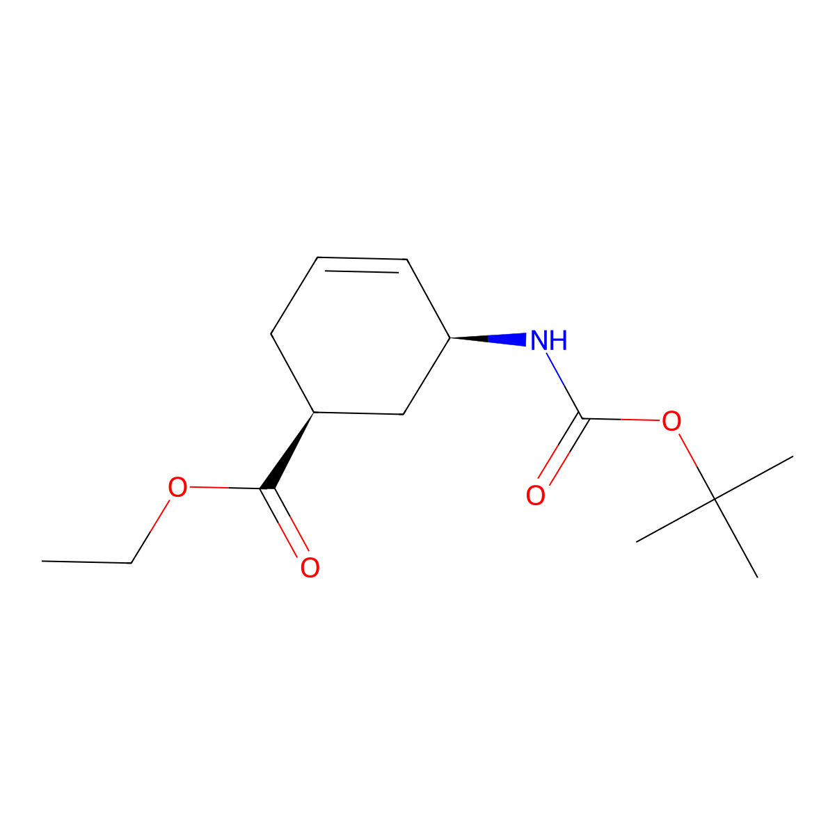 (1S, 5S)-5-tert-Butoxycarbonylamino-cyclohex-3-enecarboxylic acid ethyl ester molecular structure, CAS 2636030-95-8