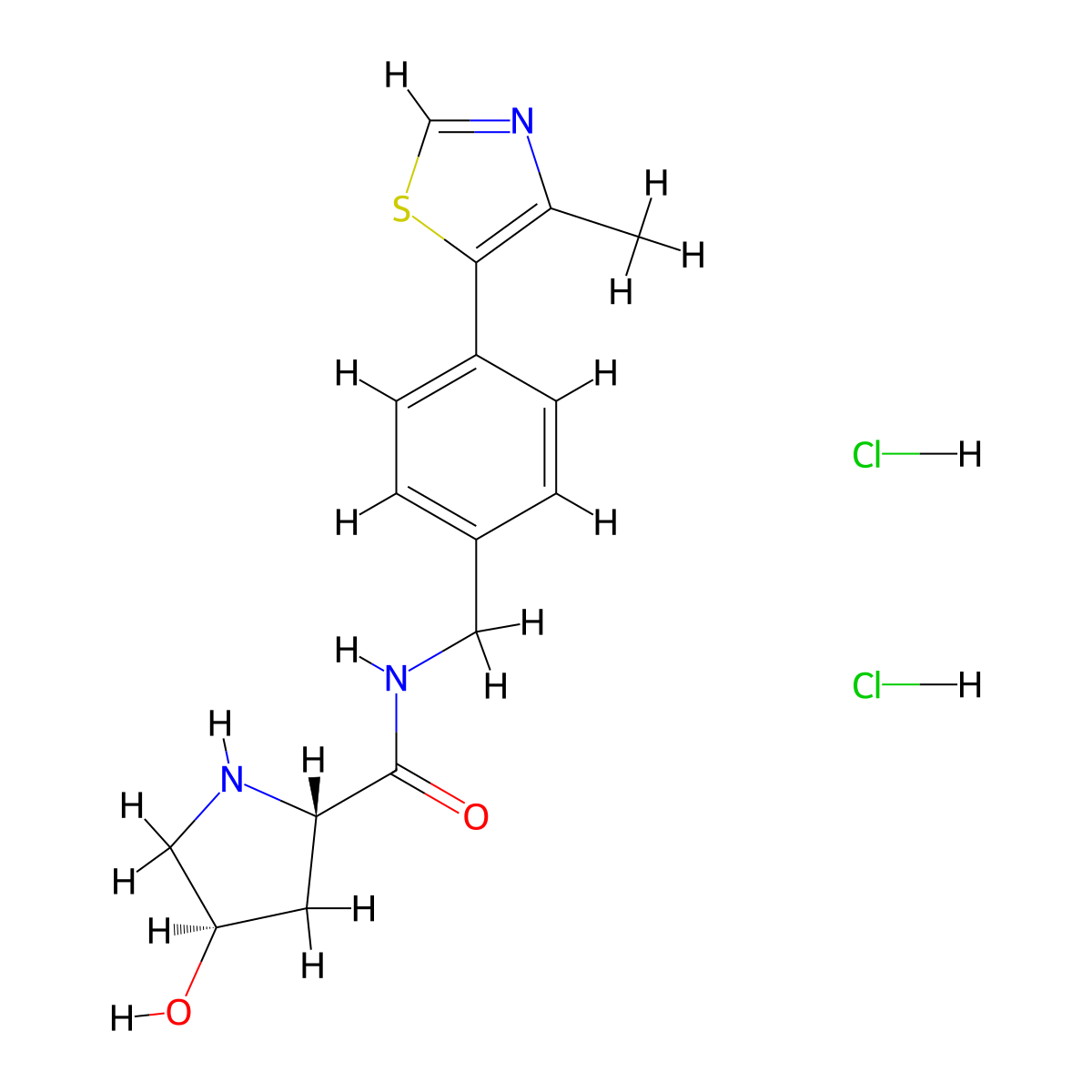 (2S,4R)-4-hydroxy-N-{[4-(4-methyl-1,3-thiazol-5-yl)phenyl]methyl}pyrrolidine-2-carboxamide dihydrochloride molecular structure, CAS 2636049-60-8