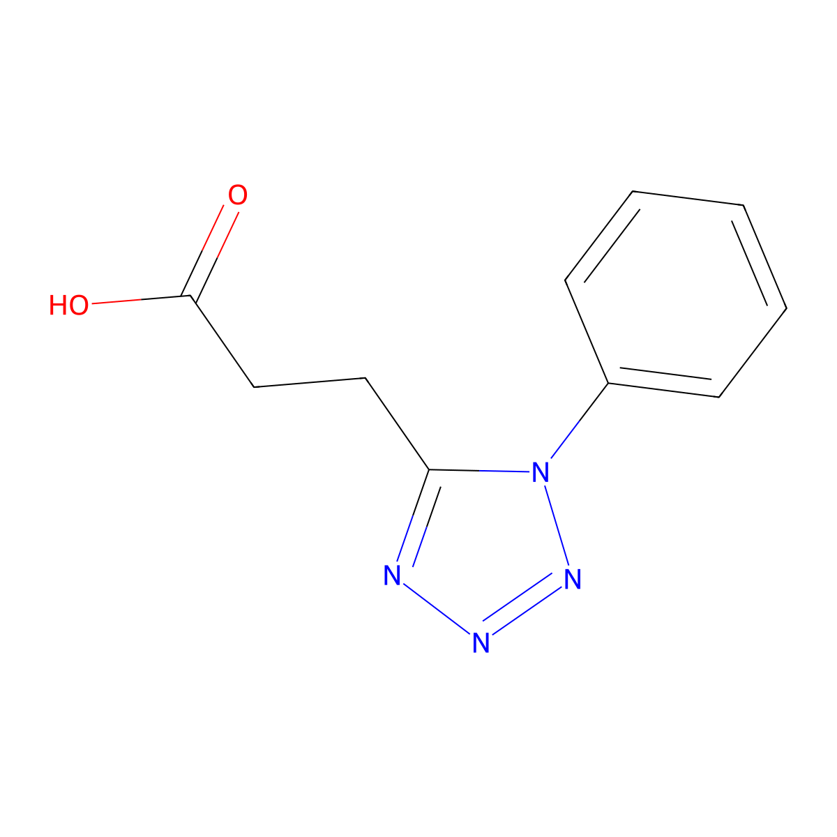 3-(1-phenyl-1H-1,2,3,4-tetrazol-5-yl)propanoic acid molecular structure, CAS 26366-02-9