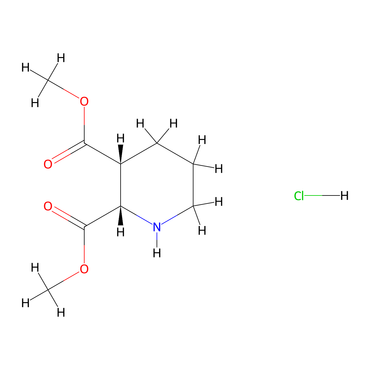 rac-2,3-dimethyl (2R,3S)-piperidine-2,3-dicarboxylate hydrochloride molecular structure, CAS 2636647-93-1