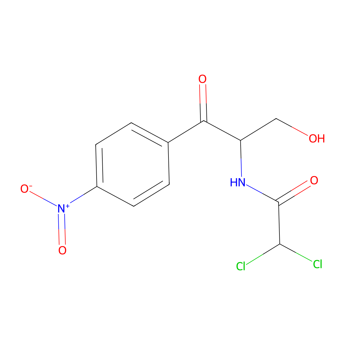 2,2-Dichloro-N-(1-(hydroxymethyl)-2-(4-nitrophenyl)-2-oxoethyl)acetamide molecular structure, CAS 26367-75-9