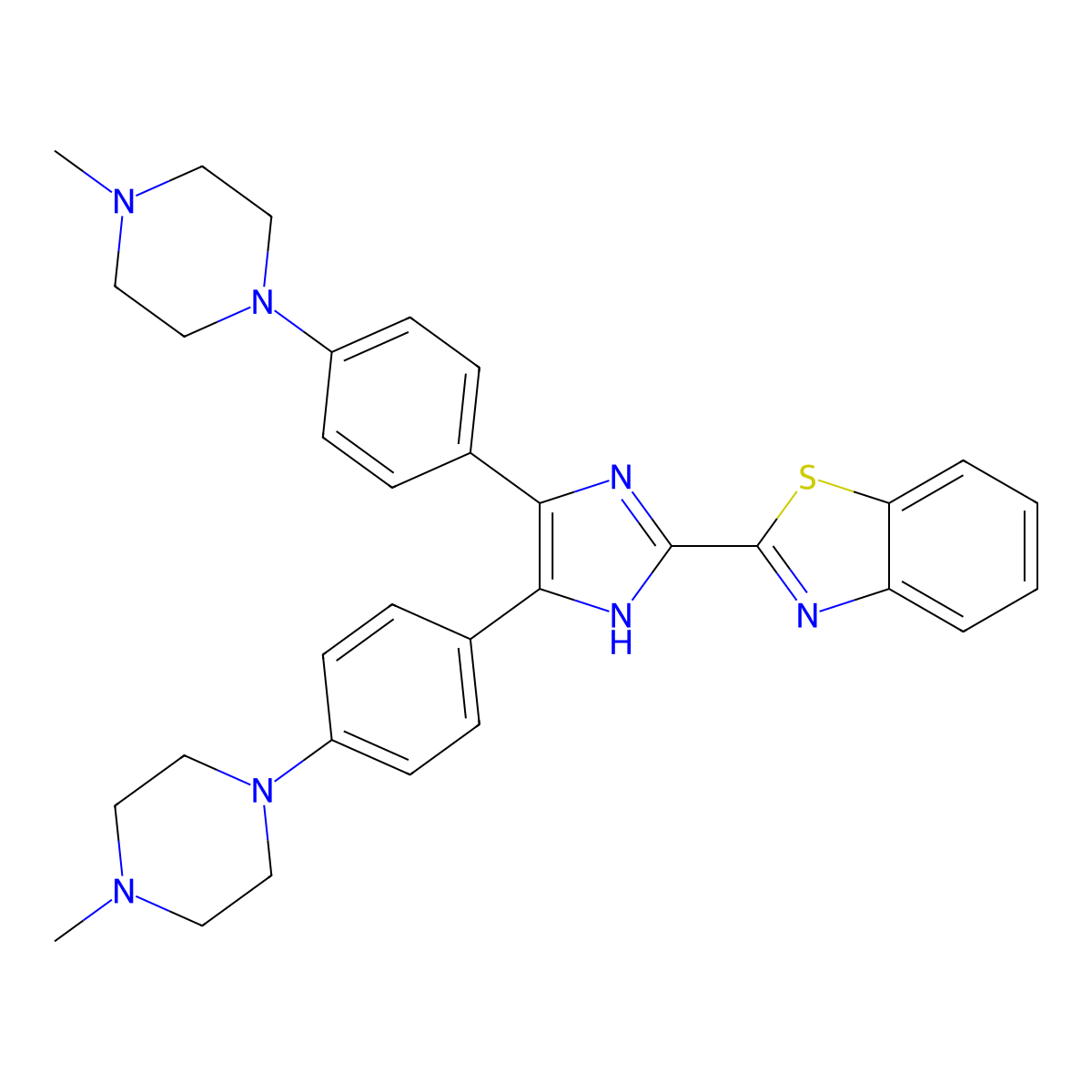 2-[4,5-bis[4-(4-methylpiperazin-1-yl)phenyl]-1H-imidazol-2-yl]-1,3-benzothiazole molecular structure, CAS 2636771-45-2