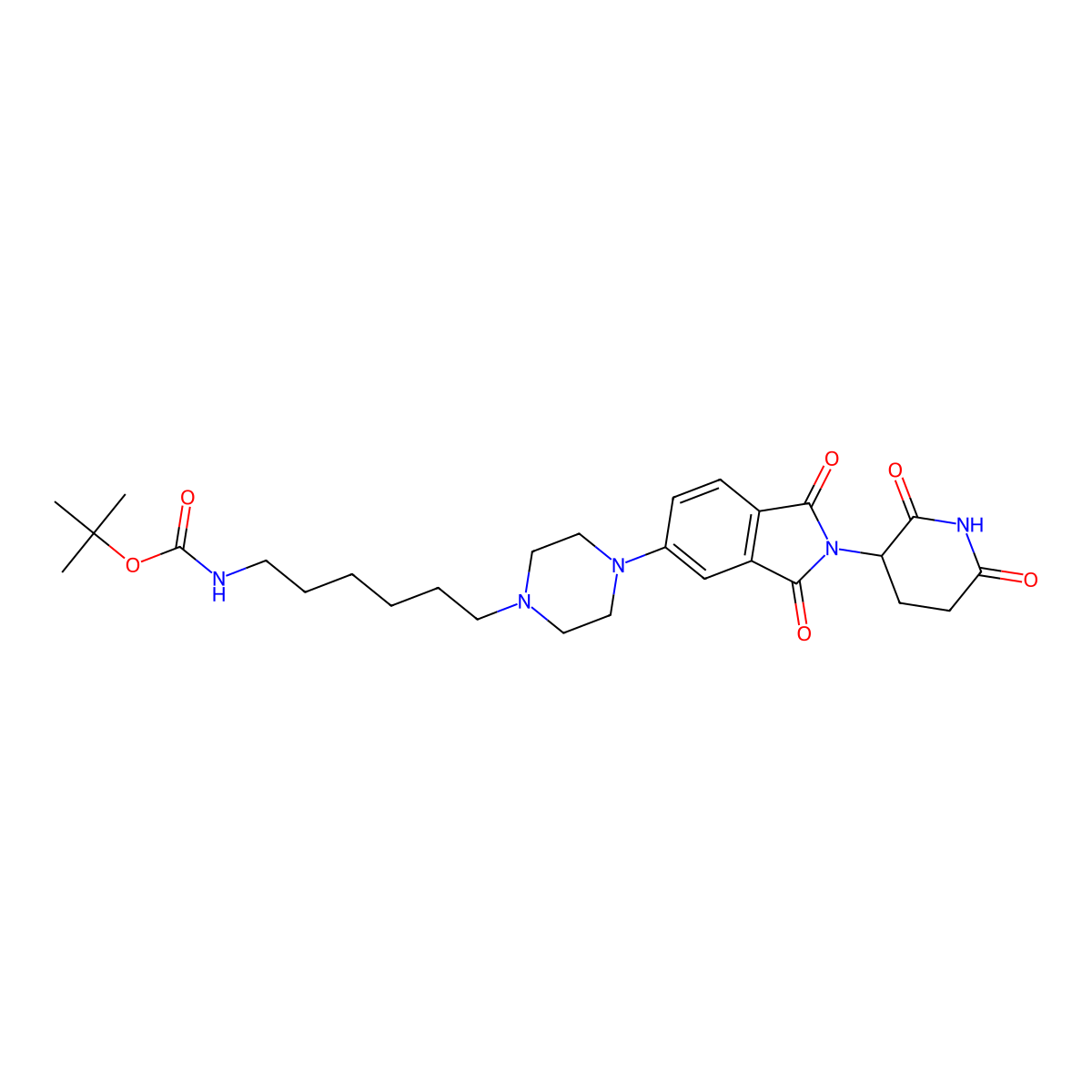 tert-butyl N-(6-(4-(2-(2,6-dioxopiperidin-3-yl)-1,3-dioxo-2,3-dihydro-1H-isoindol-5-yl)piperazin-1-yl)hexyl)carbamate molecular structure, CAS 2636798-36-0