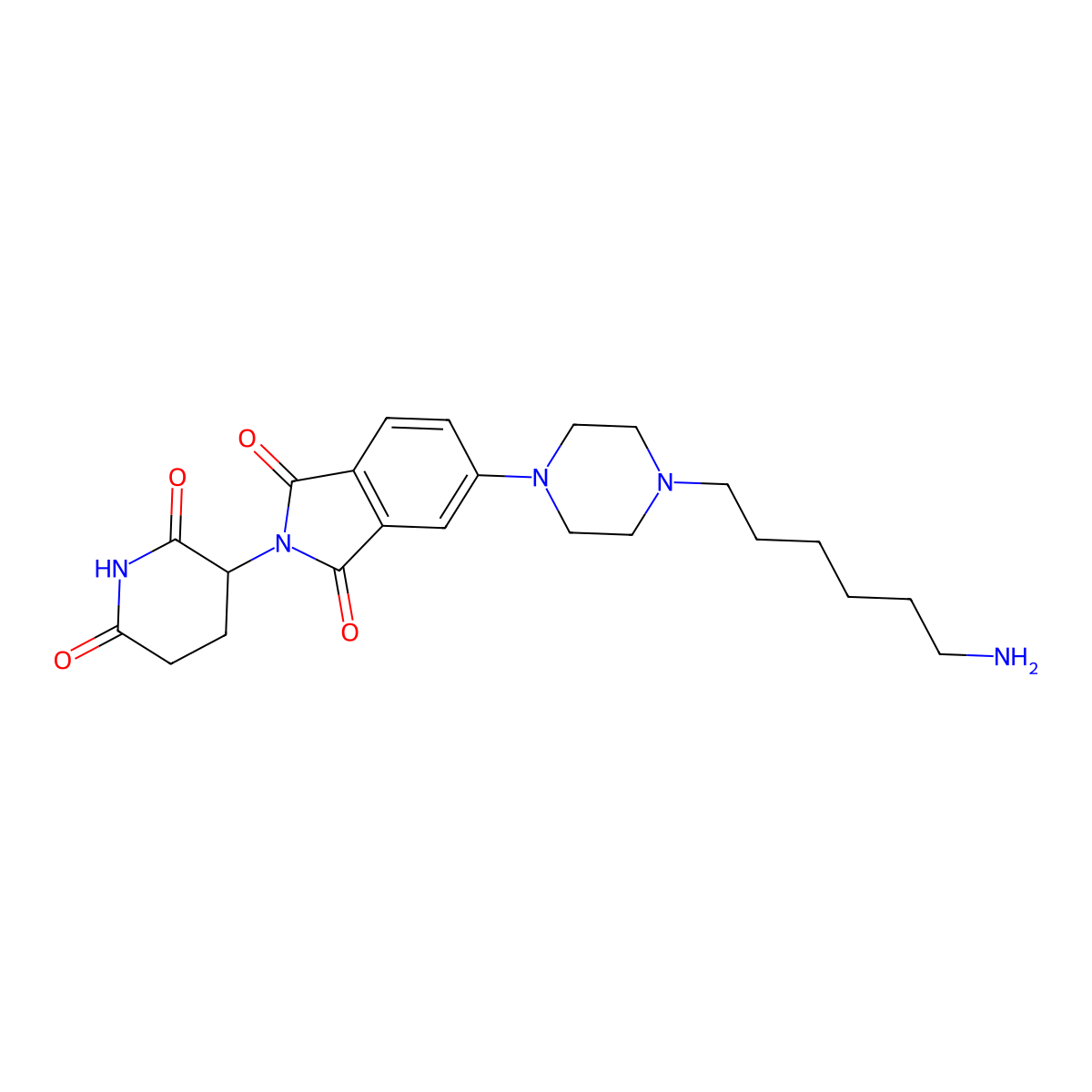 5-[4-(6-aminohexyl)piperazin-1-yl]-2-(2,6-dioxopiperidin-3-yl)-2,3-dihydro-1H-isoindole-1,3-dione molecular structure, CAS 2636798-37-1