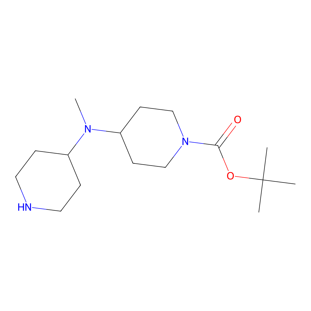 Tert-butyl 4-[methyl(piperidin-4-yl)amino]piperidine-1-carboxylate molecular structure, CAS 2636798-45-1