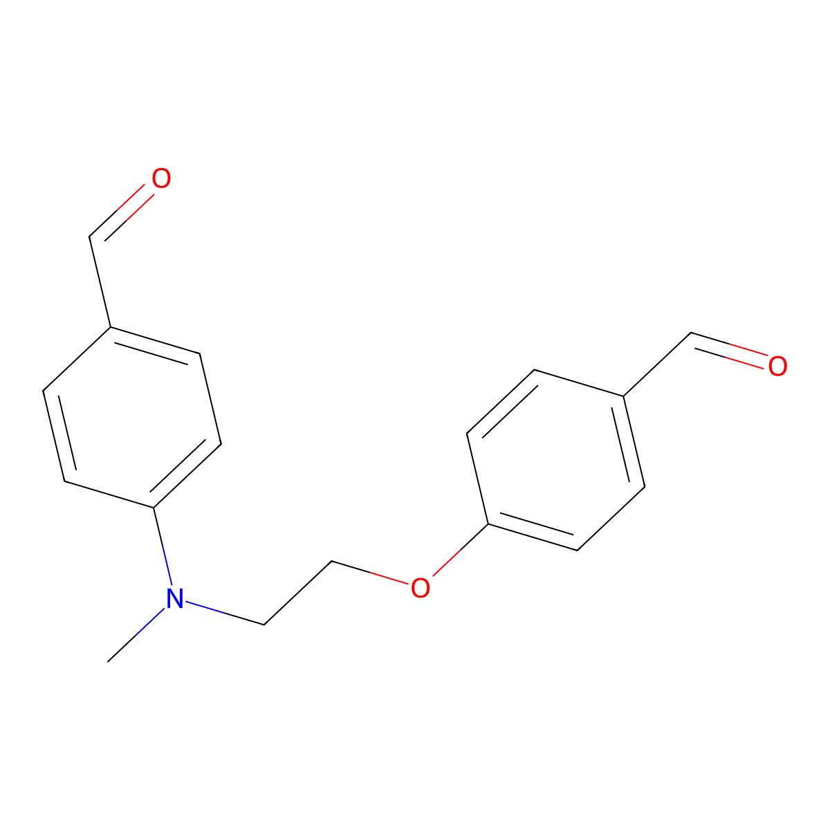 4-((2-(4-Formylphenoxy)ethyl)(methyl)amino)benzaldehyde molecular structure, CAS 2636838-40-7