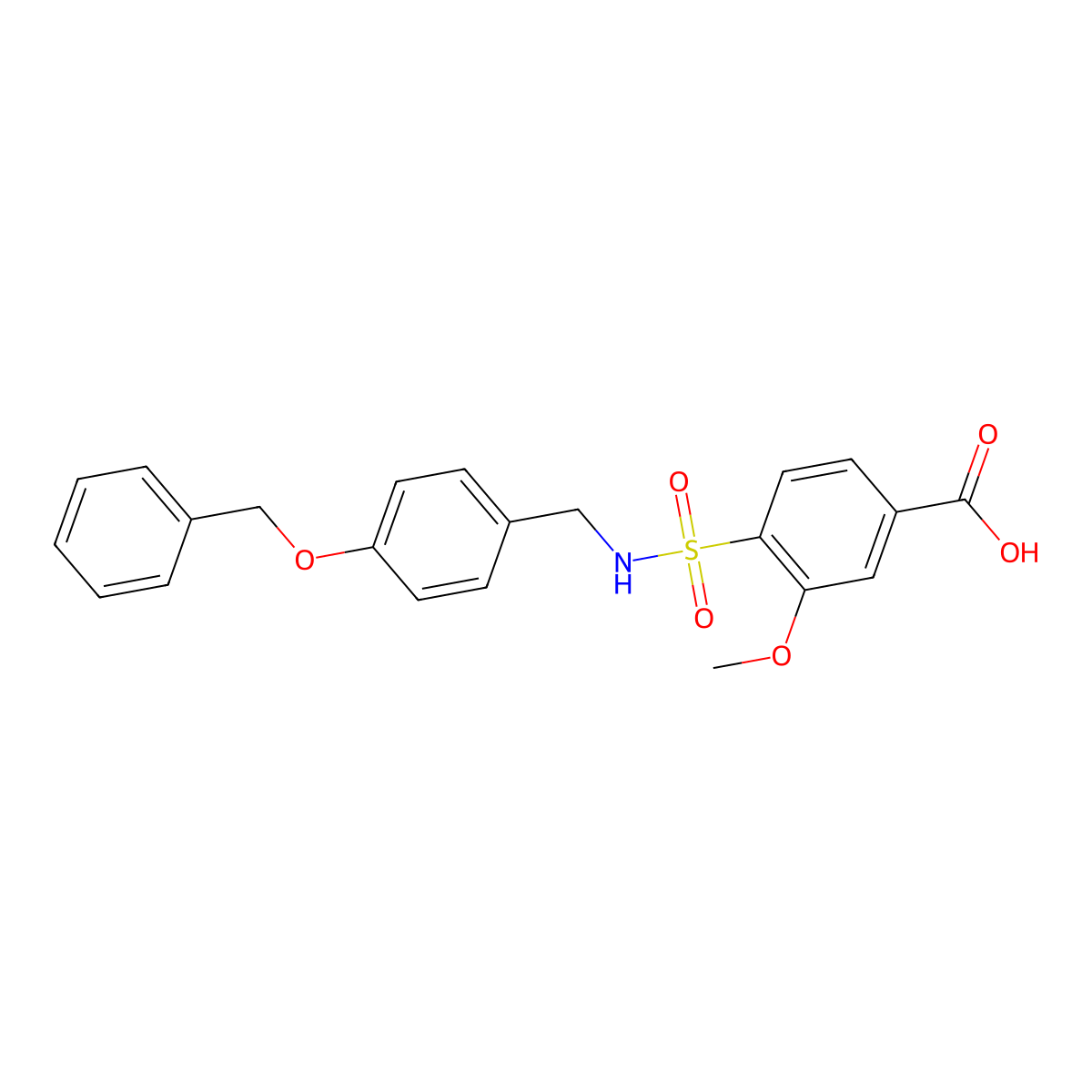4-({[4-(Benzyloxy)phenyl]methyl}sulfamoyl)-3-methoxybenzoic acid molecular structure, CAS 2636893-56-4