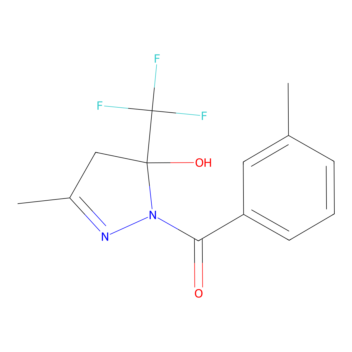 [5-hydroxy-3-methyl-5-(trifluoromethyl)-4H-pyrazol-1-yl]-(3-methylphenyl)methanone molecular structure, CAS 263699-76-9