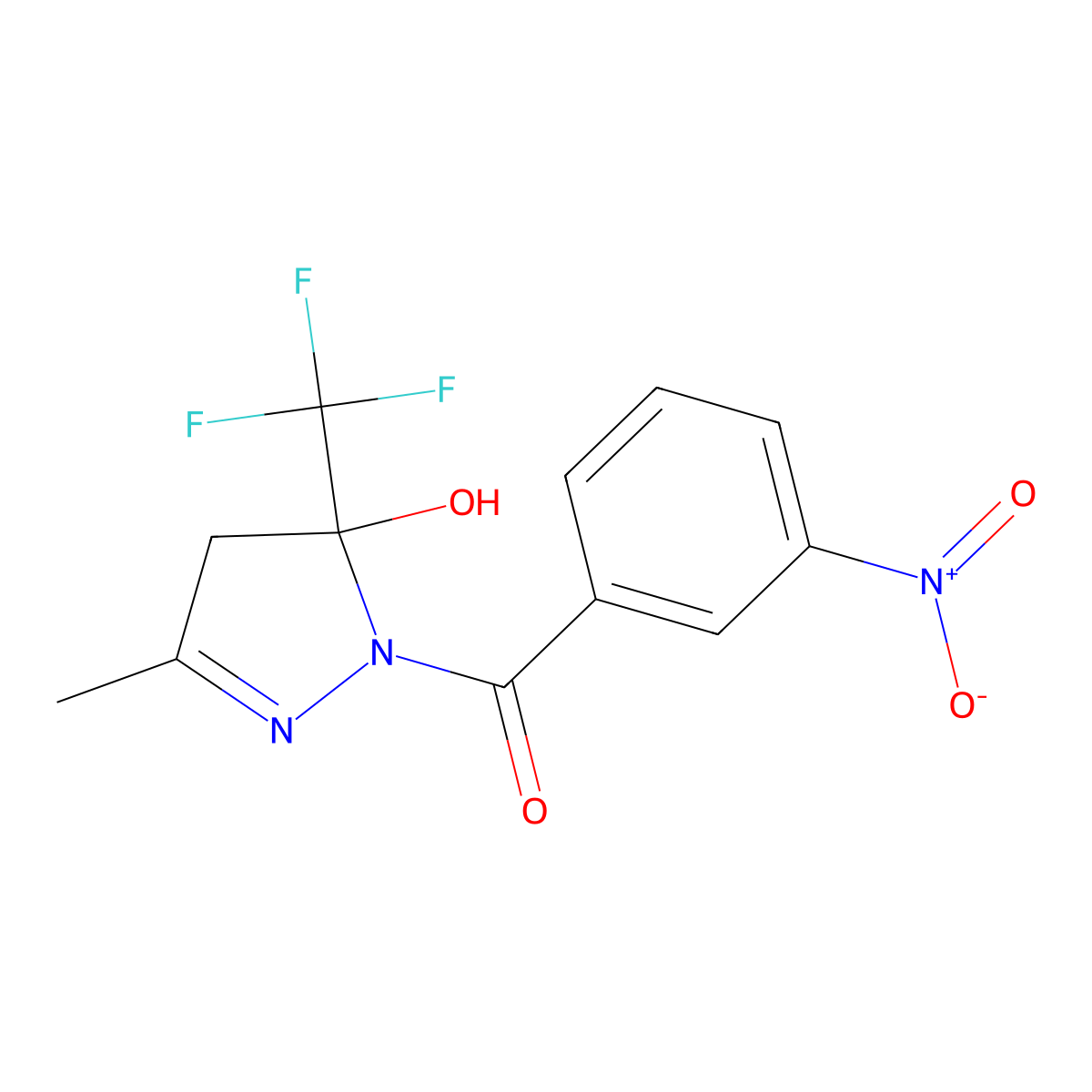 [5-hydroxy-3-methyl-5-(trifluoromethyl)-4H-pyrazol-1-yl]-(3-nitrophenyl)methanone molecular structure, CAS 263699-78-1