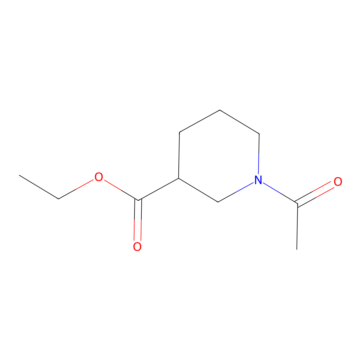 Ethyl 1-acetylpiperidine-3-carboxylate molecular structure, CAS 2637-75-4