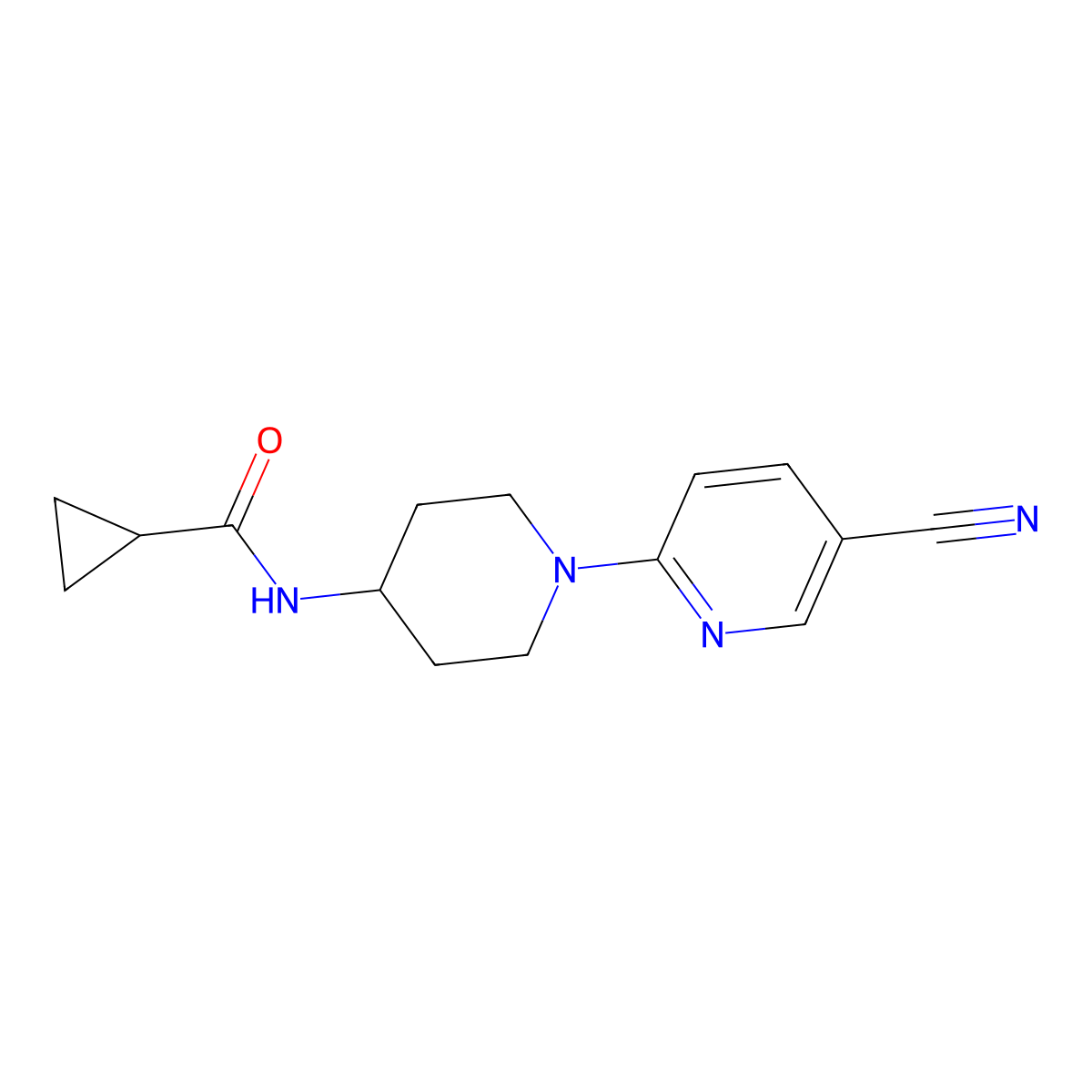 N-[1-(5-cyanopyridin-2-yl)piperidin-4-yl]cyclopropanecarboxamide molecular structure, CAS 2637012-09-8