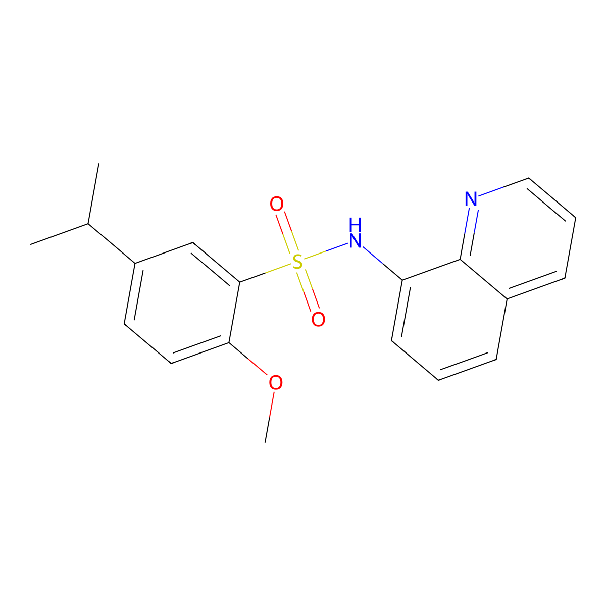 2-methoxy-5-(propan-2-yl)-N-(quinolin-8-yl)benzene-1-sulfonamide molecular structure, CAS 2637027-62-2