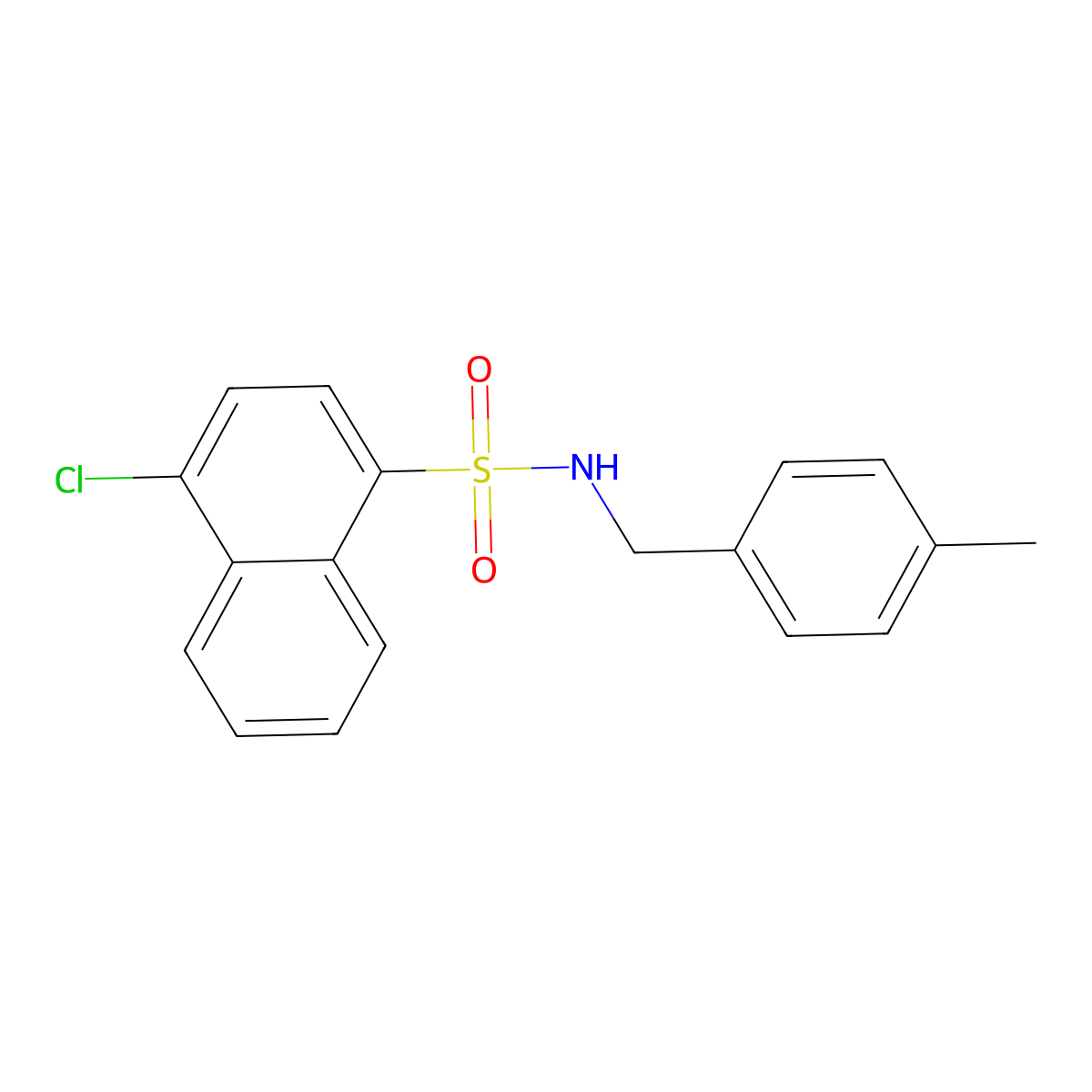 4-chloro-N-[(4-methylphenyl)methyl]naphthalene-1-sulfonamide molecular structure, CAS 2637027-71-3