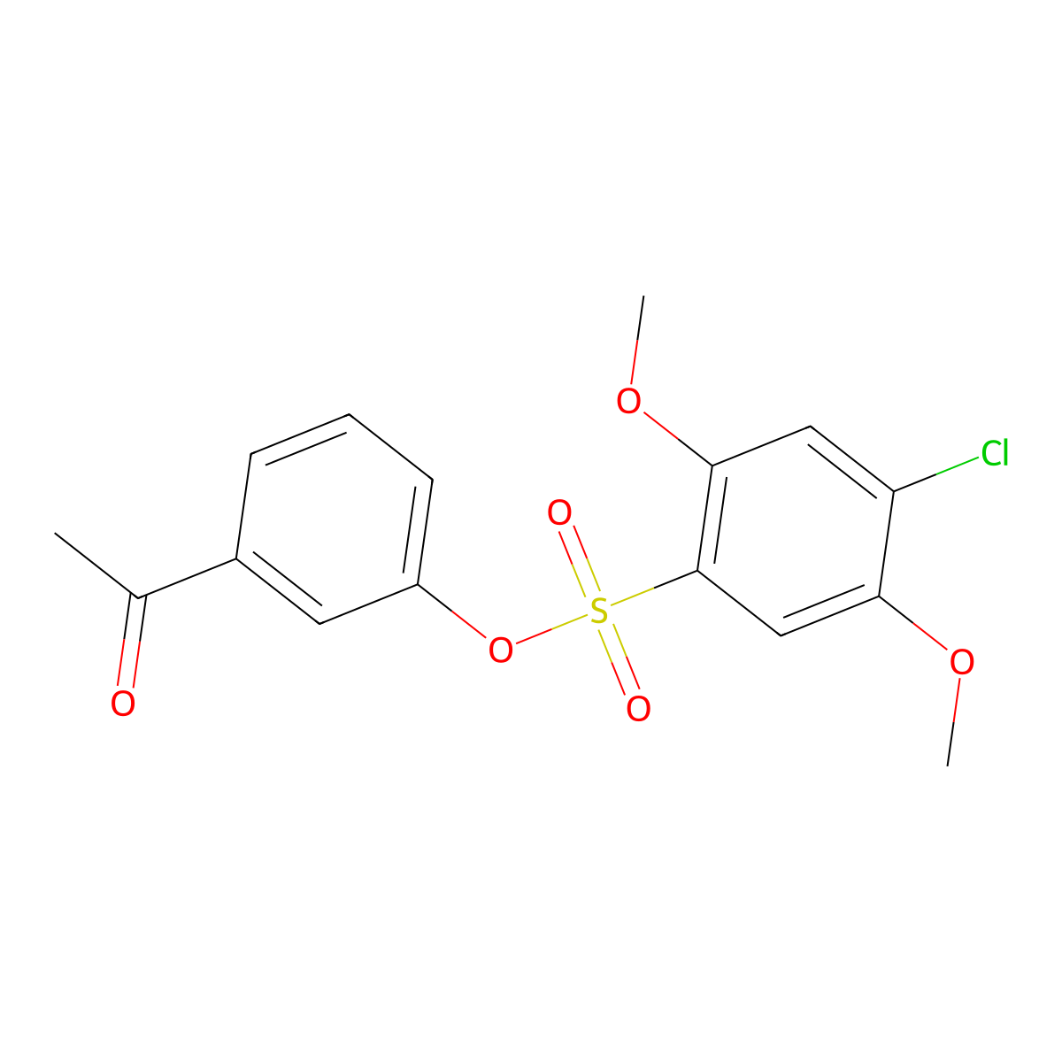 3-Acetylphenyl 4-chloro-2,5-dimethoxybenzene-1-sulfonate molecular structure, CAS 2637051-80-8