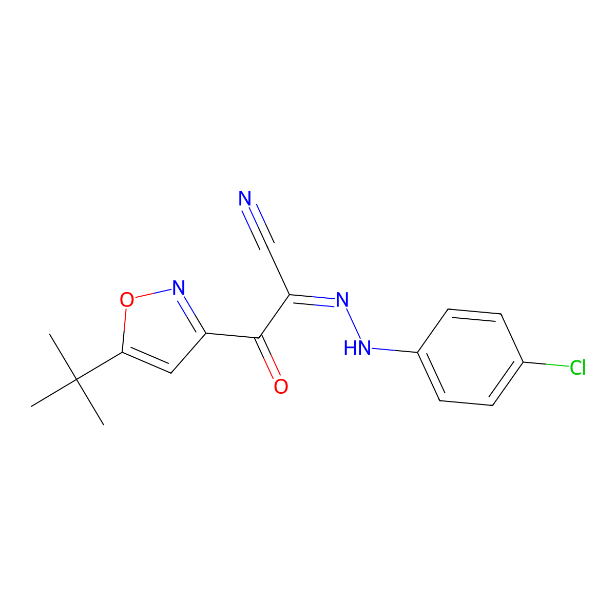 3-(5-tert-Butyl-1,2-oxazol-3-yl)-2-[2-(4-chlorophenyl)hydrazinylidene]-3-oxopropanenitrile molecular structure, CAS 263707-17-1