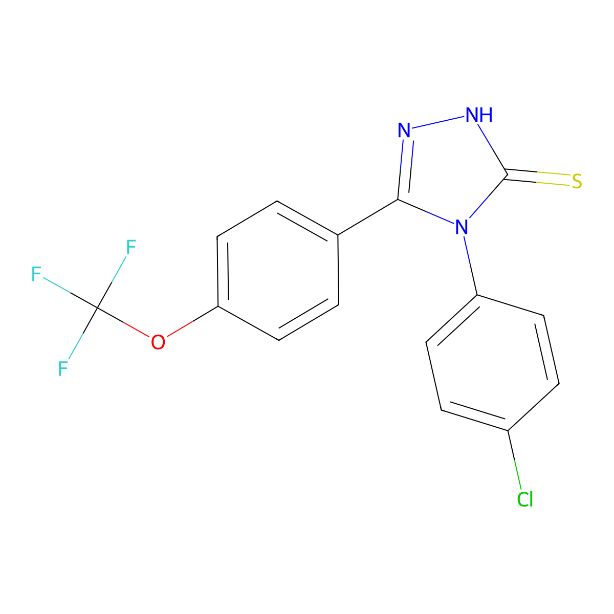 4-(4-Chlorophenyl)-5-(4-(trifluoromethoxy)phenyl)-4H-1,2,4-triazole-3-thiol molecular structure, CAS 263707-20-6