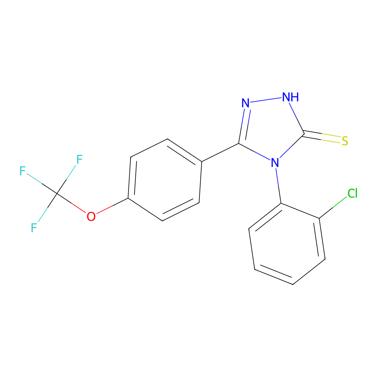 4-(2-Chlorophenyl)-5-(4-(trifluoromethoxy)phenyl)-4H-1,2,4-triazole-3-thiol molecular structure, CAS 263707-21-7