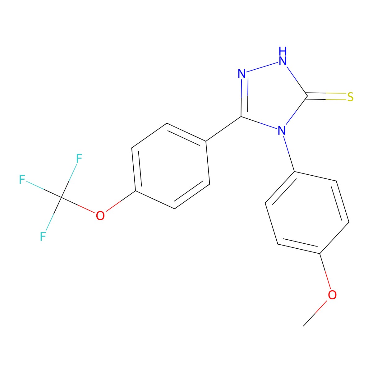 2,4-Dihydro-4-(4-methoxyphenyl)-5-(4-(trifluoromethoxy)phenyl)-3H-1,2,4-triazole-3-thione molecular structure, CAS 263707-22-8