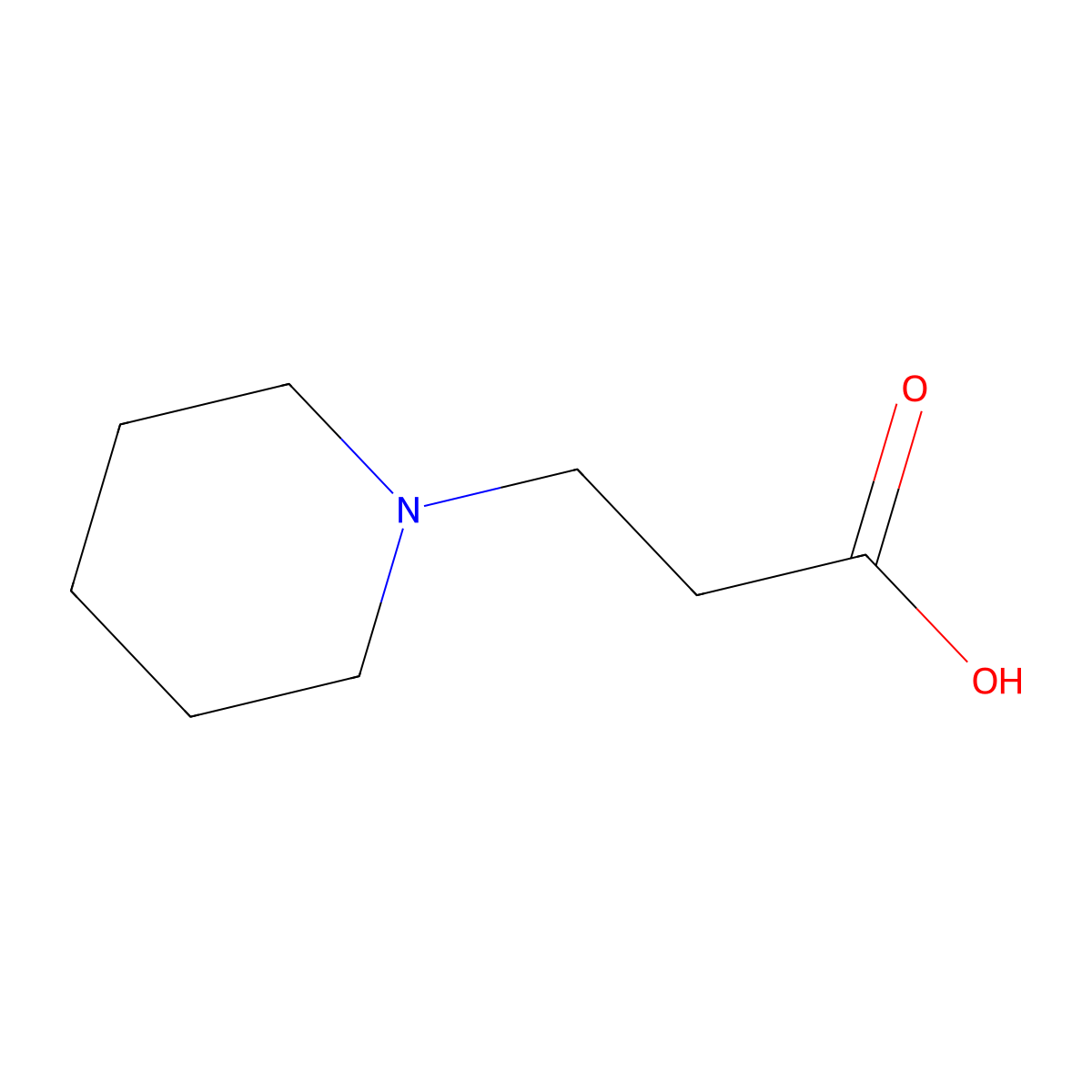 1-Piperidinepropanoic acid molecular structure, CAS 26371-07-3
