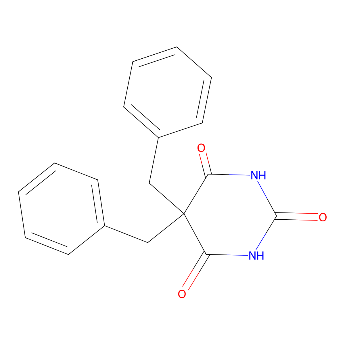 5,5-Dibenzyl-barbituric acid molecular structure, CAS 26371-47-1