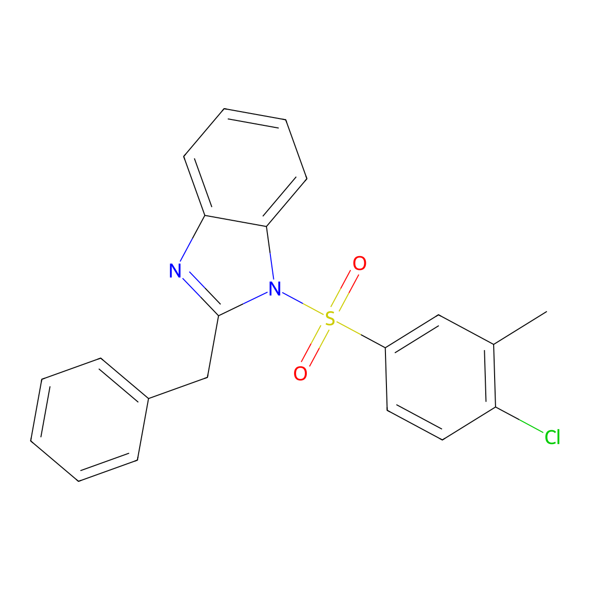 2-benzyl-1-(4-chloro-3-methylbenzenesulfonyl)-1H-1,3-benzodiazole molecular structure, CAS 2637135-23-8