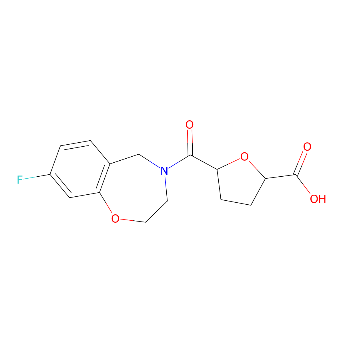5-(8-Fluoro-2,3,4,5-tetrahydro-1,4-benzoxazepine-4-carbonyl)oxolane-2-carboxylic acid molecular structure, CAS 2637166-17-5