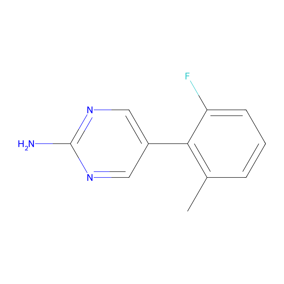 5-(2-Fluoro-6-methylphenyl)-2-pyrimidinamine molecular structure, CAS 2637245-00-0