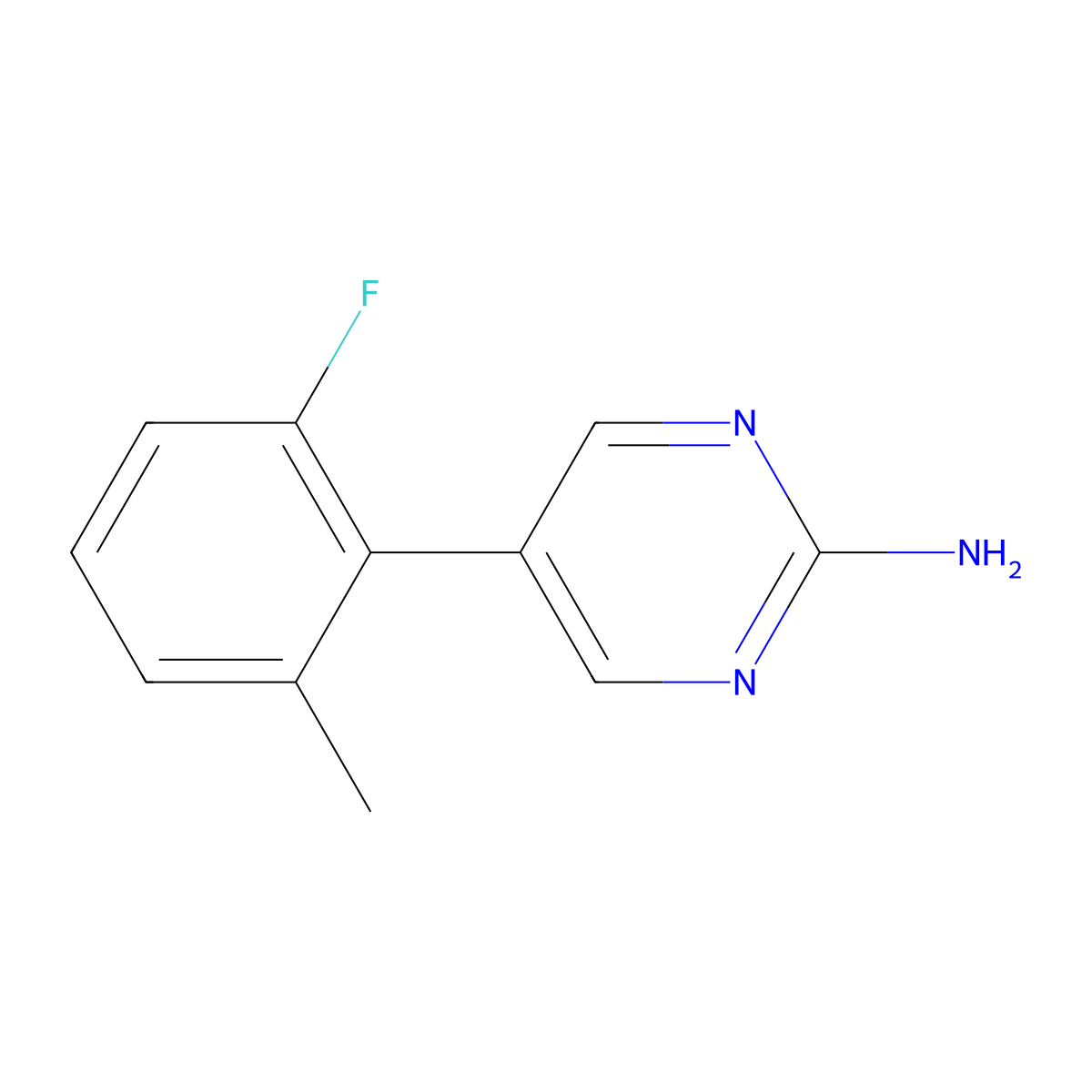 5-(2-Fluoro-6-methylphenyl)-2-pyrimidinamine molecular structure, CAS 2637245-00-0