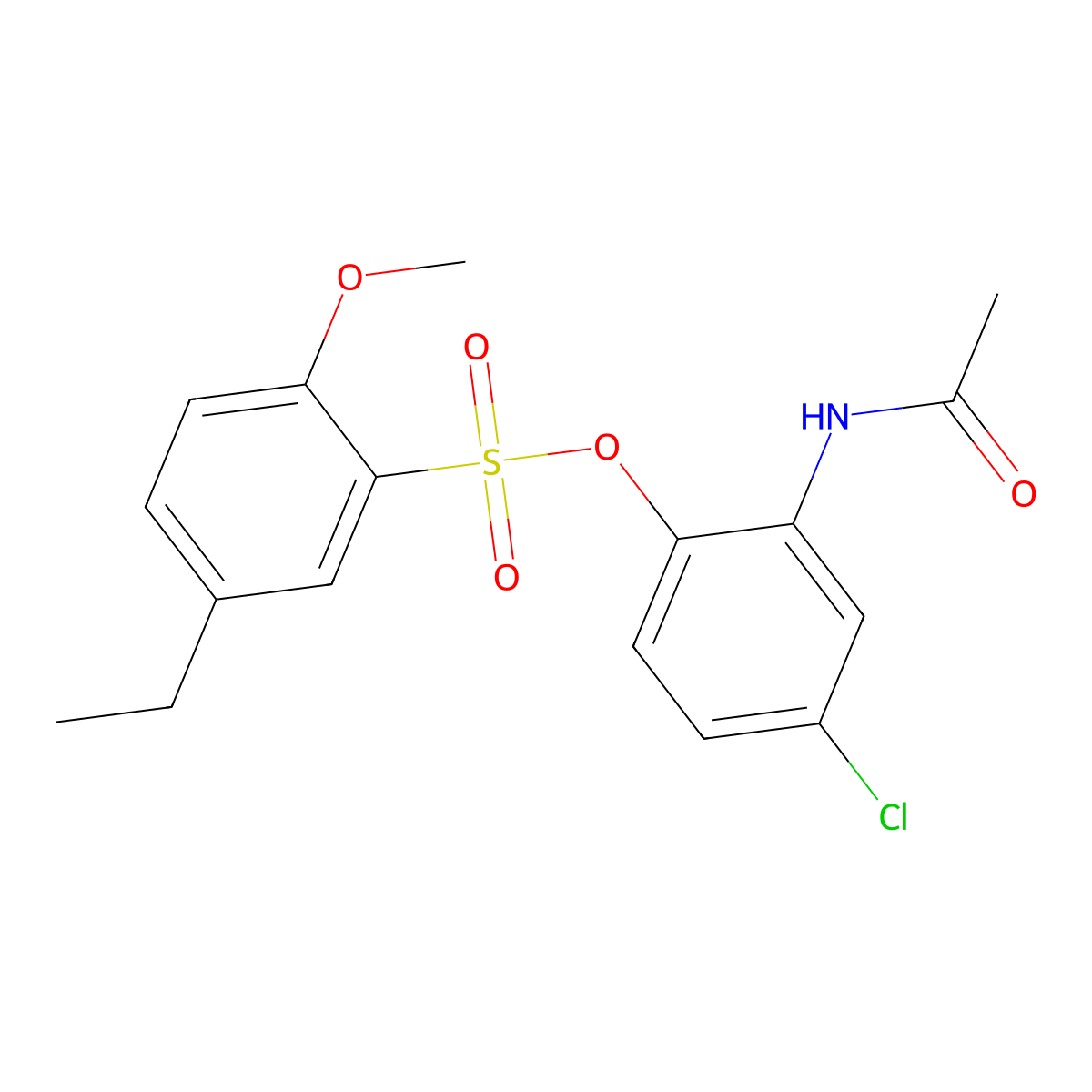 4-Chloro-2-acetamidophenyl 5-ethyl-2-methoxybenzene-1-sulfonate molecular structure, CAS 2637251-21-7
