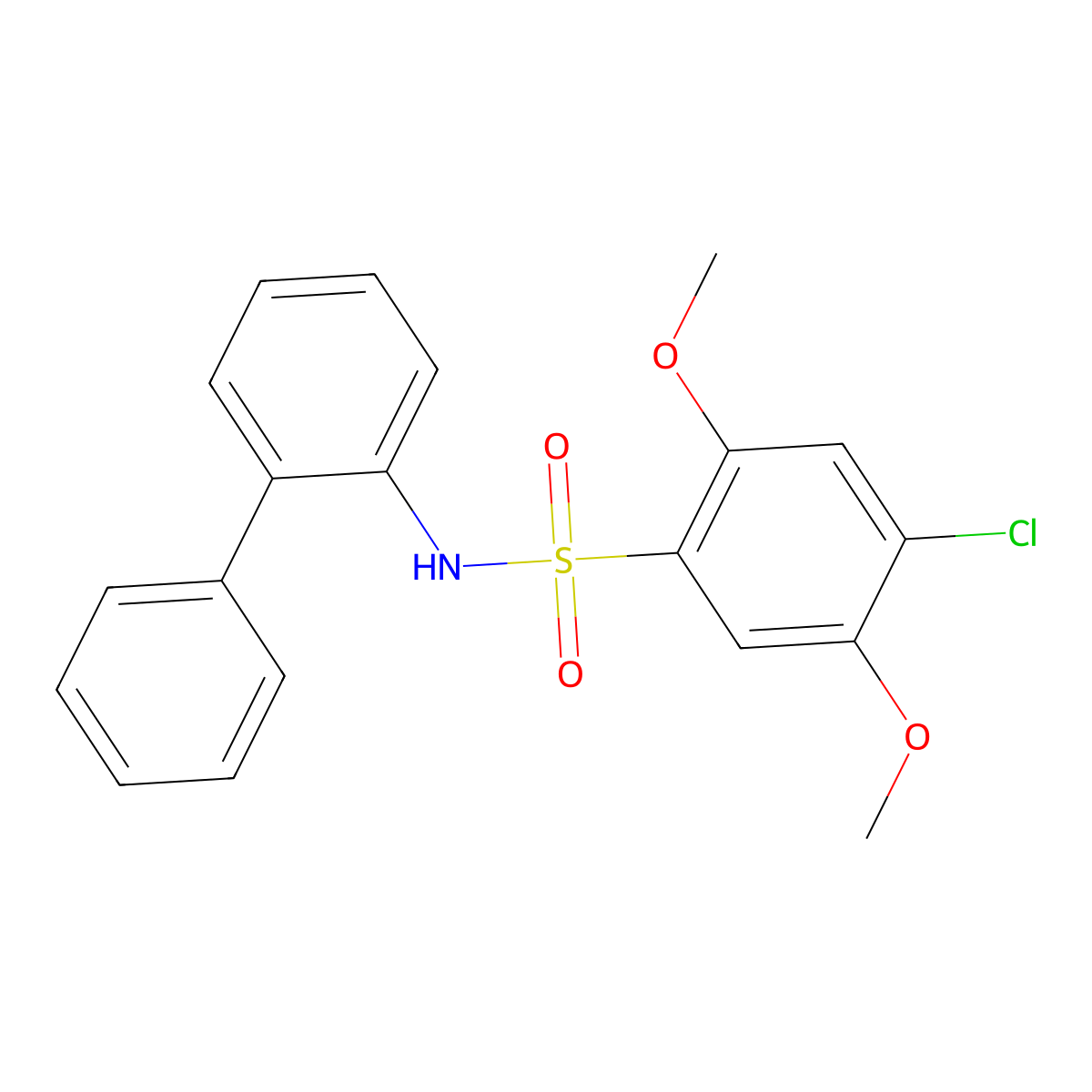N-{[1,1'-biphenyl]-2-yl}-4-chloro-2,5-dimethoxybenzene-1-sulfonamide molecular structure, CAS 2637251-31-9