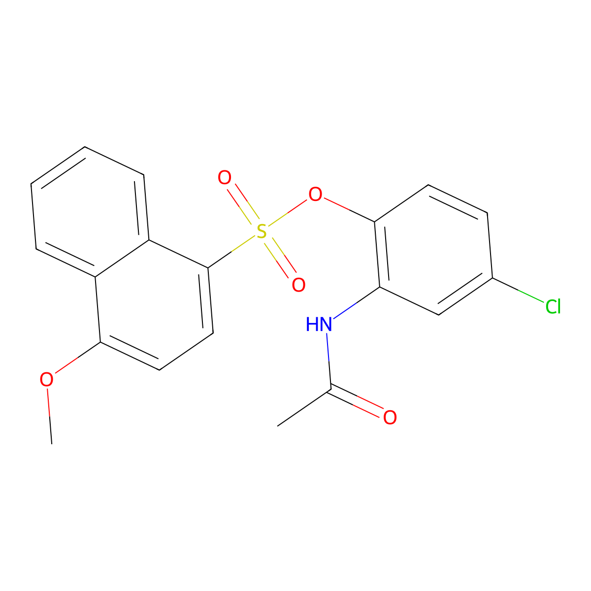 4-Chloro-2-acetamidophenyl 4-methoxynaphthalene-1-sulfonate molecular structure, CAS 2637251-41-1