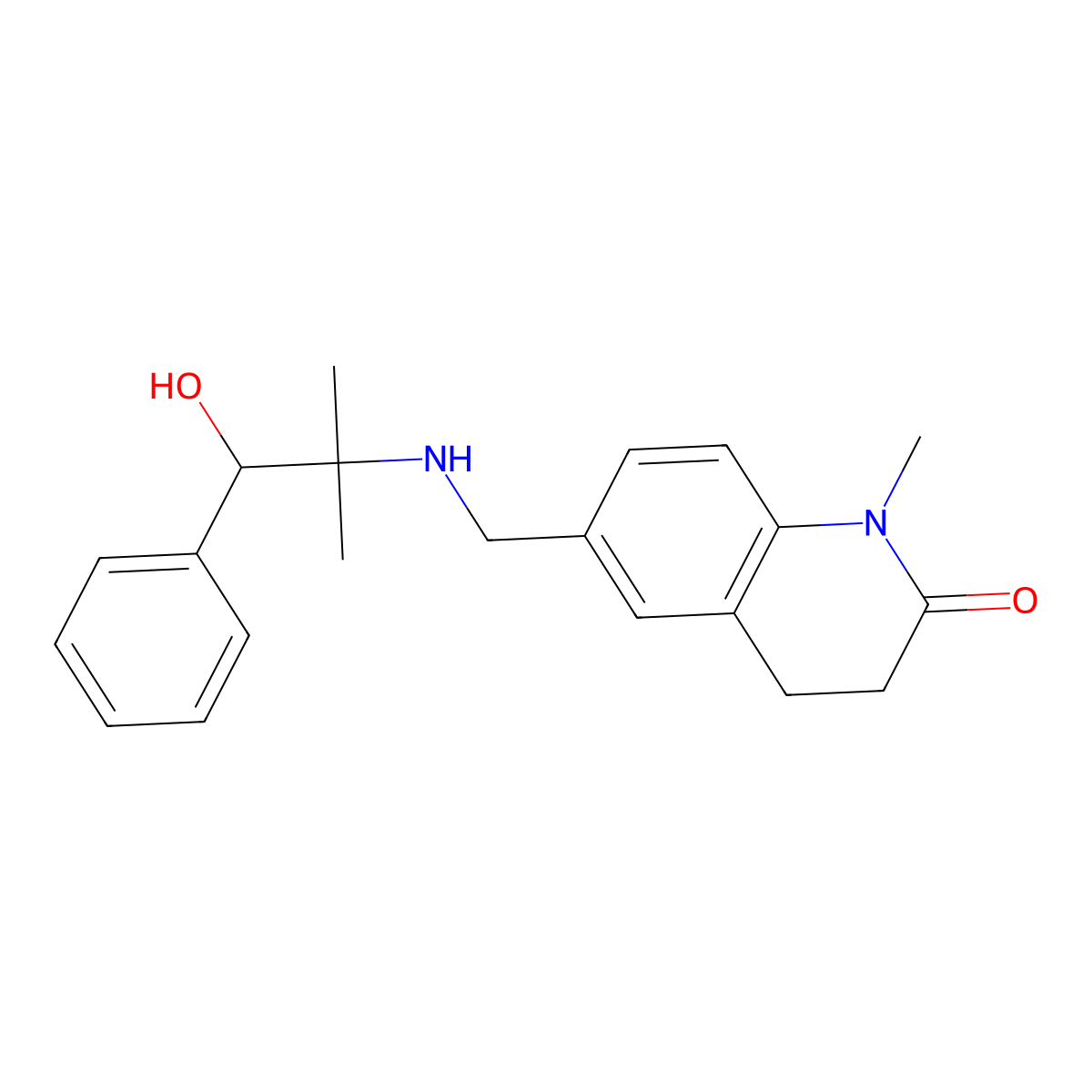 6-[[(1-Hydroxy-2-methyl-1-phenylpropan-2-yl)amino]methyl]-1-methyl-3,4-dihydroquinolin-2-one molecular structure, CAS 2637269-78-2