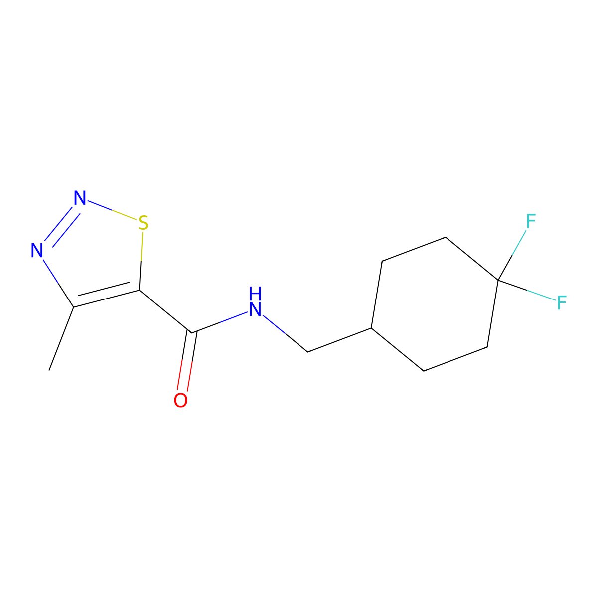 N-[(4,4-difluorocyclohexyl)methyl]-4-methylthiadiazole-5-carboxamide molecular structure, CAS 2637273-72-2