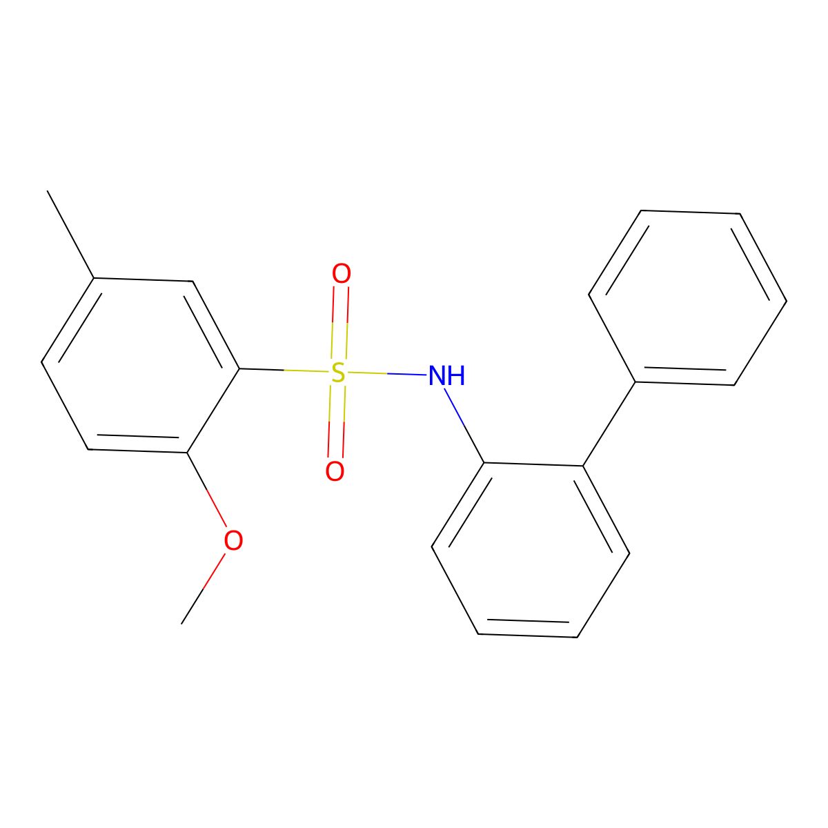 2-methoxy-5-methyl-N-(2-phenylphenyl)benzenesulfonamide molecular structure, CAS 2637302-31-7