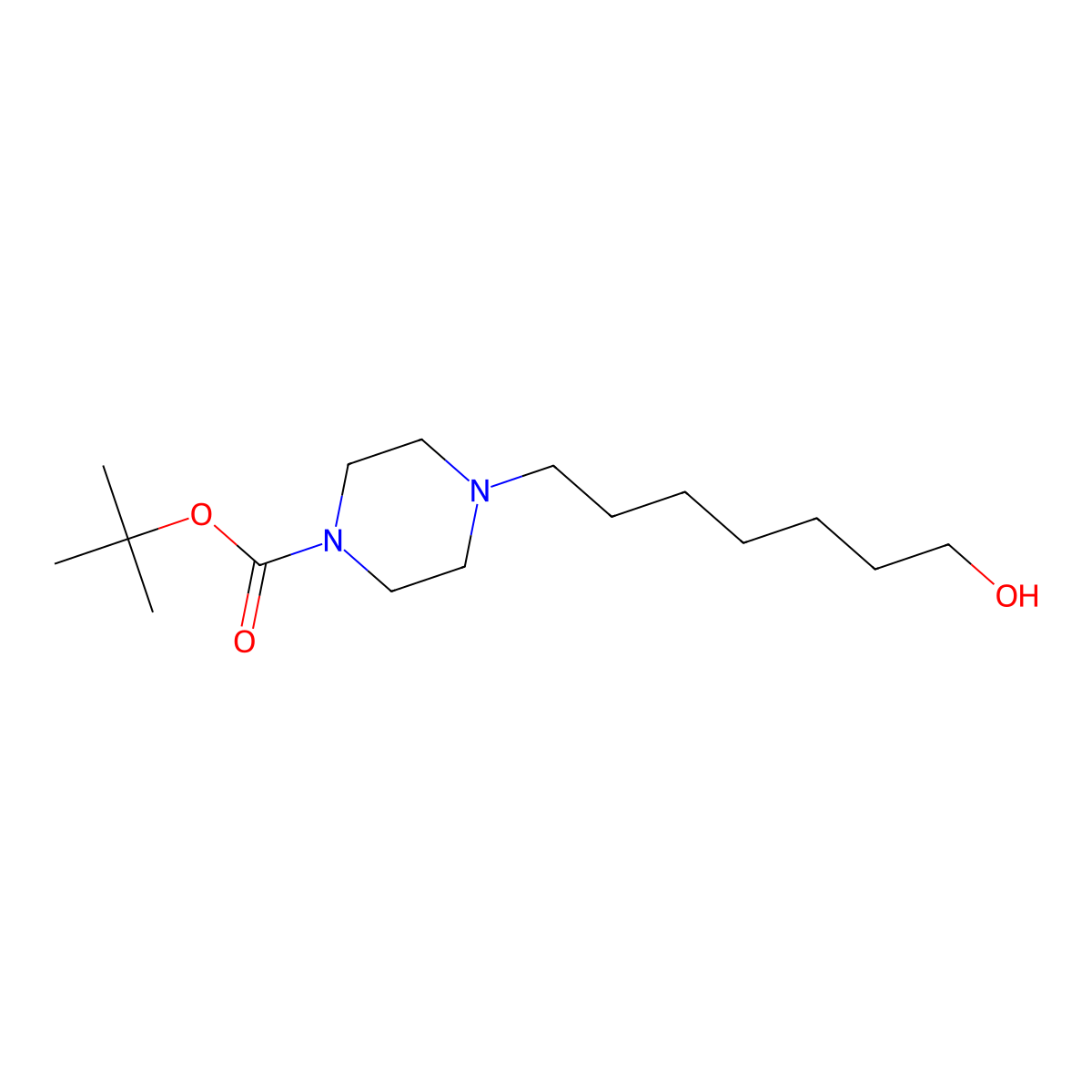 Tert-butyl 4-(7-hydroxyheptyl)piperazine-1-carboxylate molecular structure, CAS 2637381-79-2