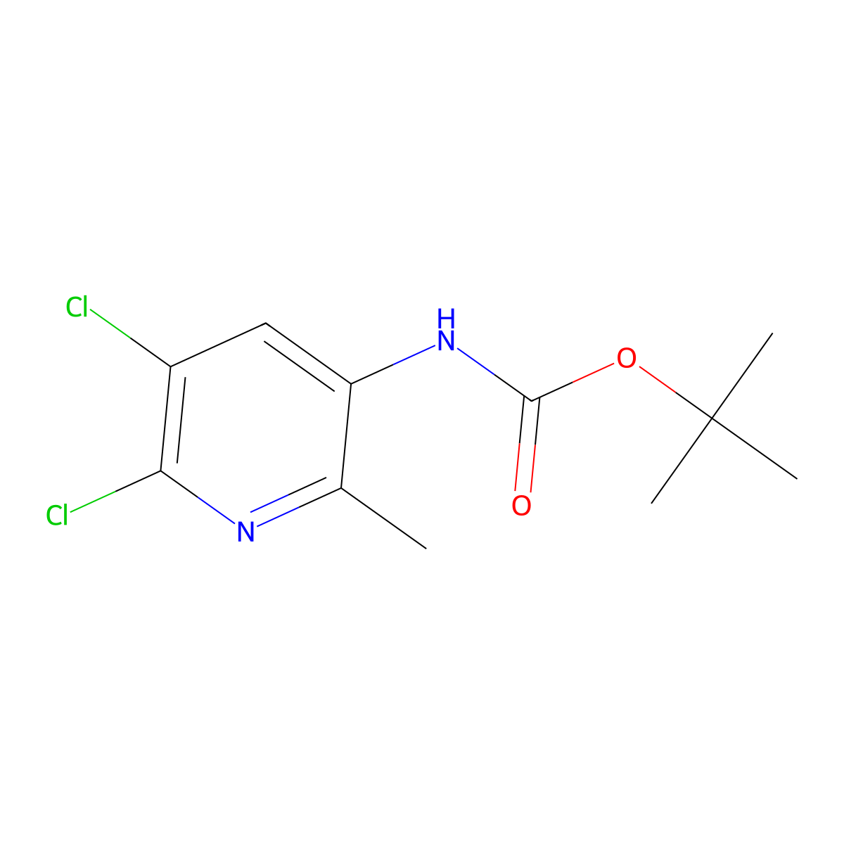 tert-butyl N-(5,6-dichloro-2-methylpyridin-3-yl)carbamate molecular structure, CAS 2637389-25-2