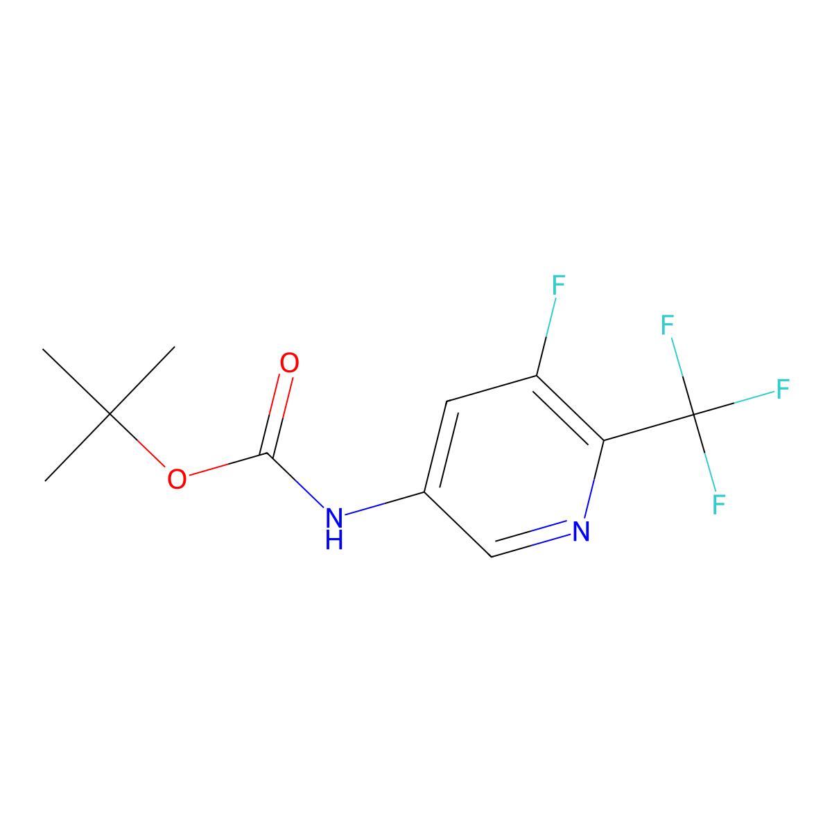 tert-Butyl (5-fluoro-6-(trifluoromethyl)pyridin-3-yl)carbamate molecular structure, CAS 2637390-00-0