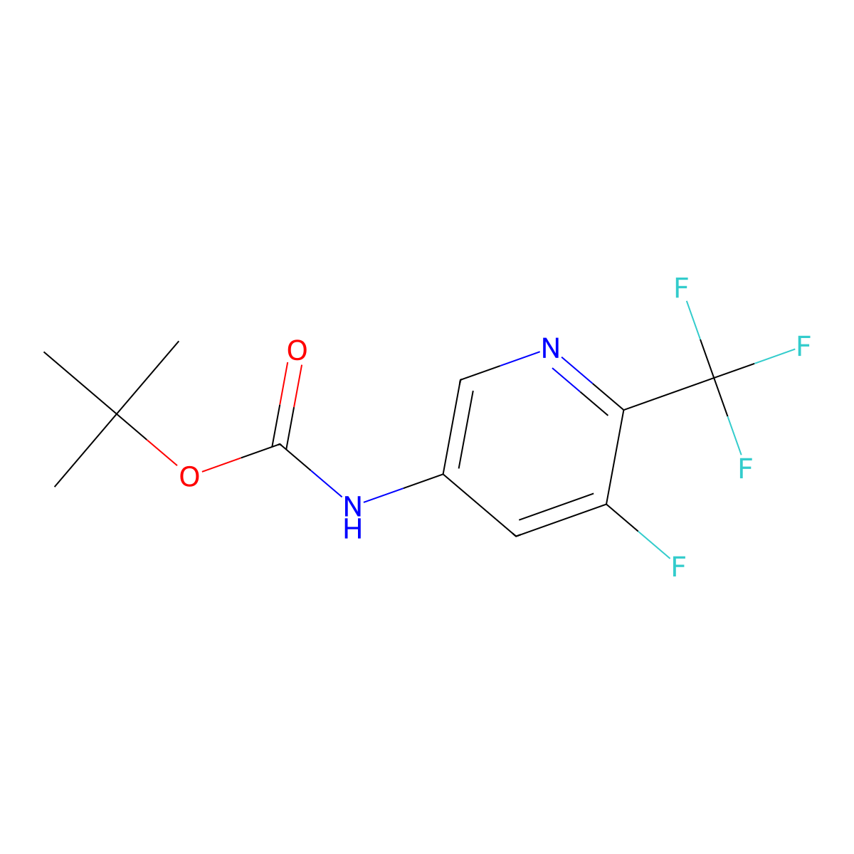 tert-Butyl (5-fluoro-6-(trifluoromethyl)pyridin-3-yl)carbamate molecular structure, CAS 2637390-00-0