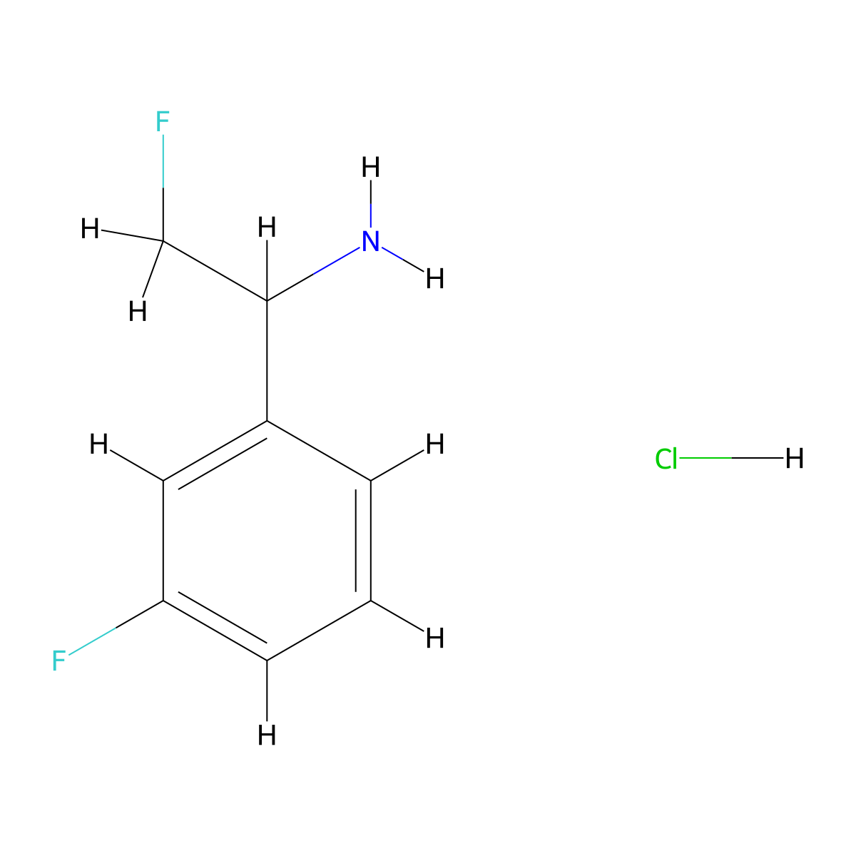 2-Fluoro-1-(3-fluorophenyl)ethan-1-amine hydrochloride molecular structure, CAS 2637431-41-3