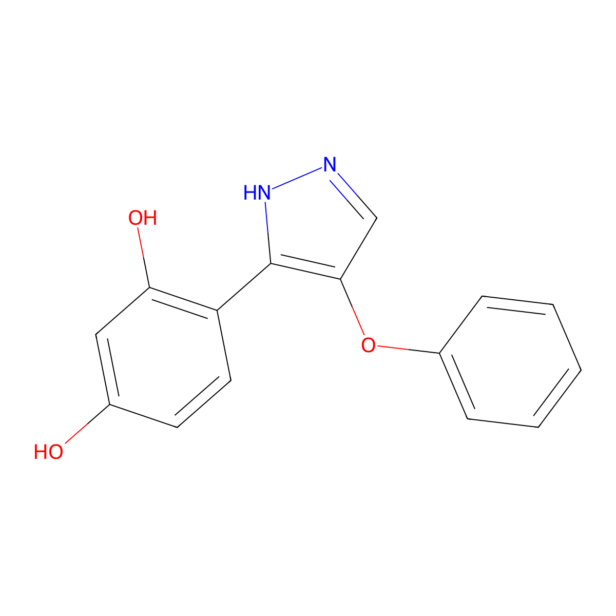 4-(4-phenoxy-1H-pyrazol-3-yl)benzene-1,3-diol molecular structure, CAS 263744-90-7