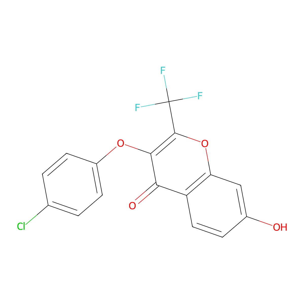 3-(4-Chloro-phenoxy)-7-hydroxy-2-trifluoromethyl-chromen-4-one molecular structure, CAS 263744-91-8
