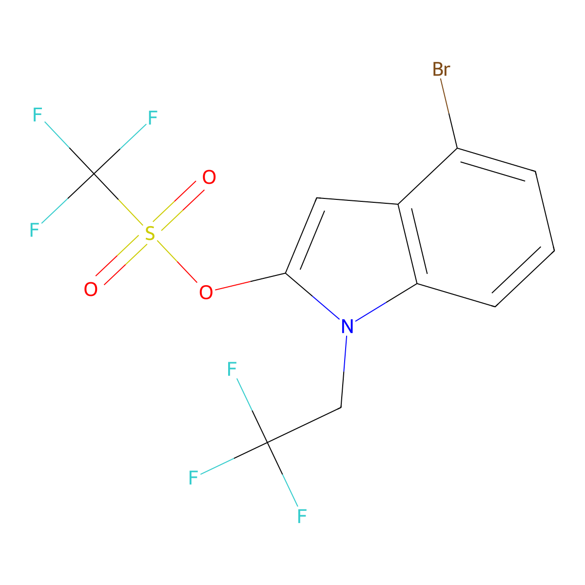 4-bromo-1-(2,2,2-trifluoroethyl)-1H-indol-2-yl trifluoromethanesulfonate molecular structure, CAS 2637449-10-4