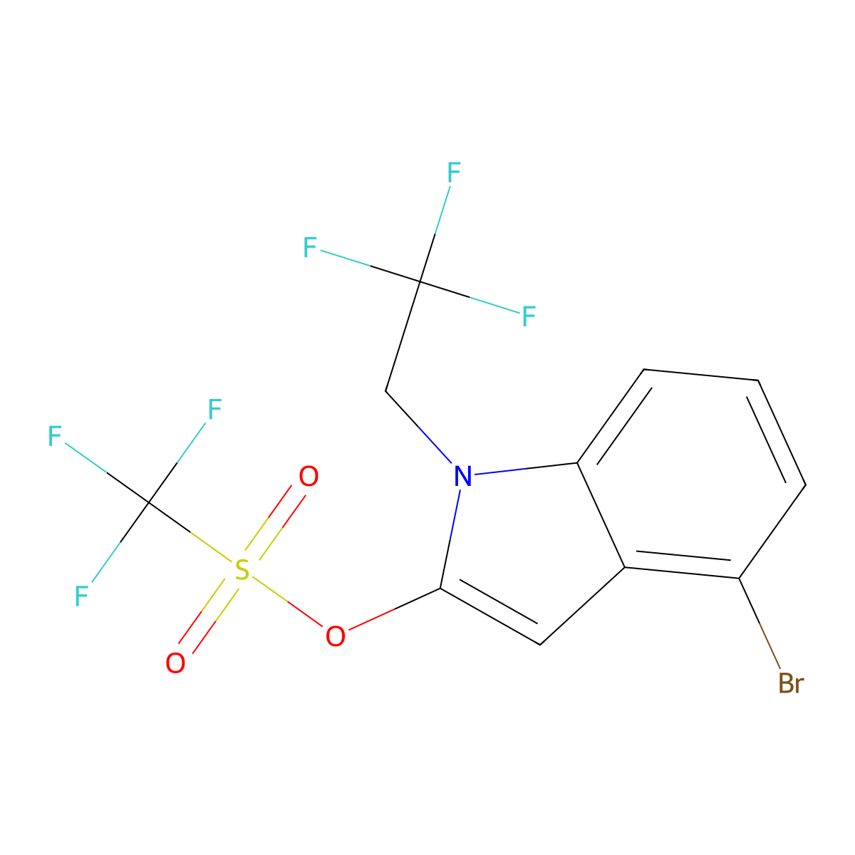 4-bromo-1-(2,2,2-trifluoroethyl)-1H-indol-2-yl trifluoromethanesulfonate molecular structure, CAS 2637449-10-4