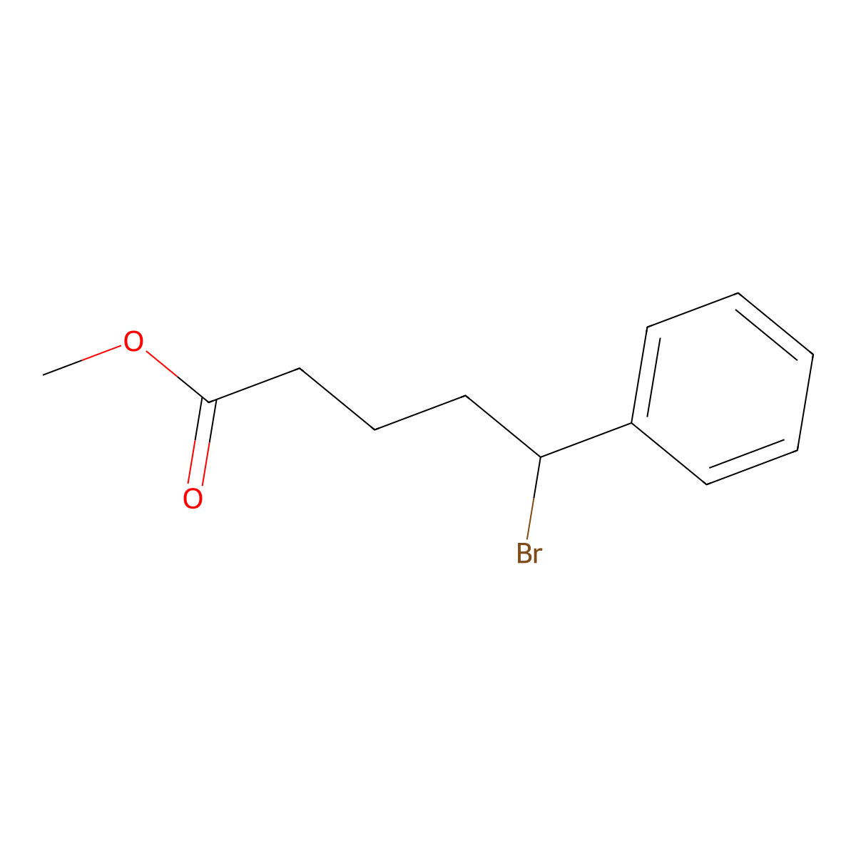 Methyl 5-bromo-5-phenylpentanoate molecular structure, CAS 263750-46-5