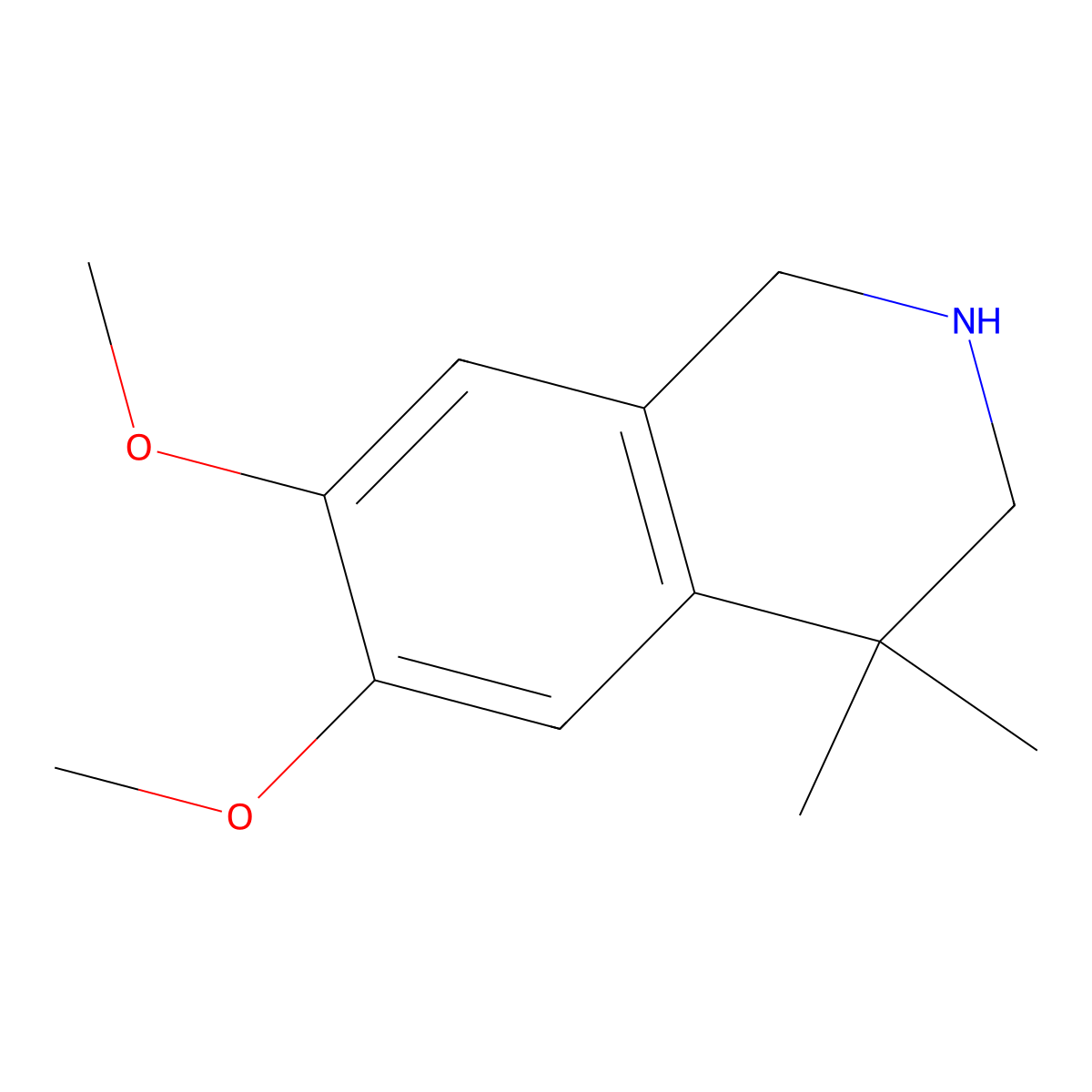 6,7-Dimethoxy-4,4-dimethyl-1,2,3,4-tetrahydroisoquinoline molecular structure, CAS 263754-81-0