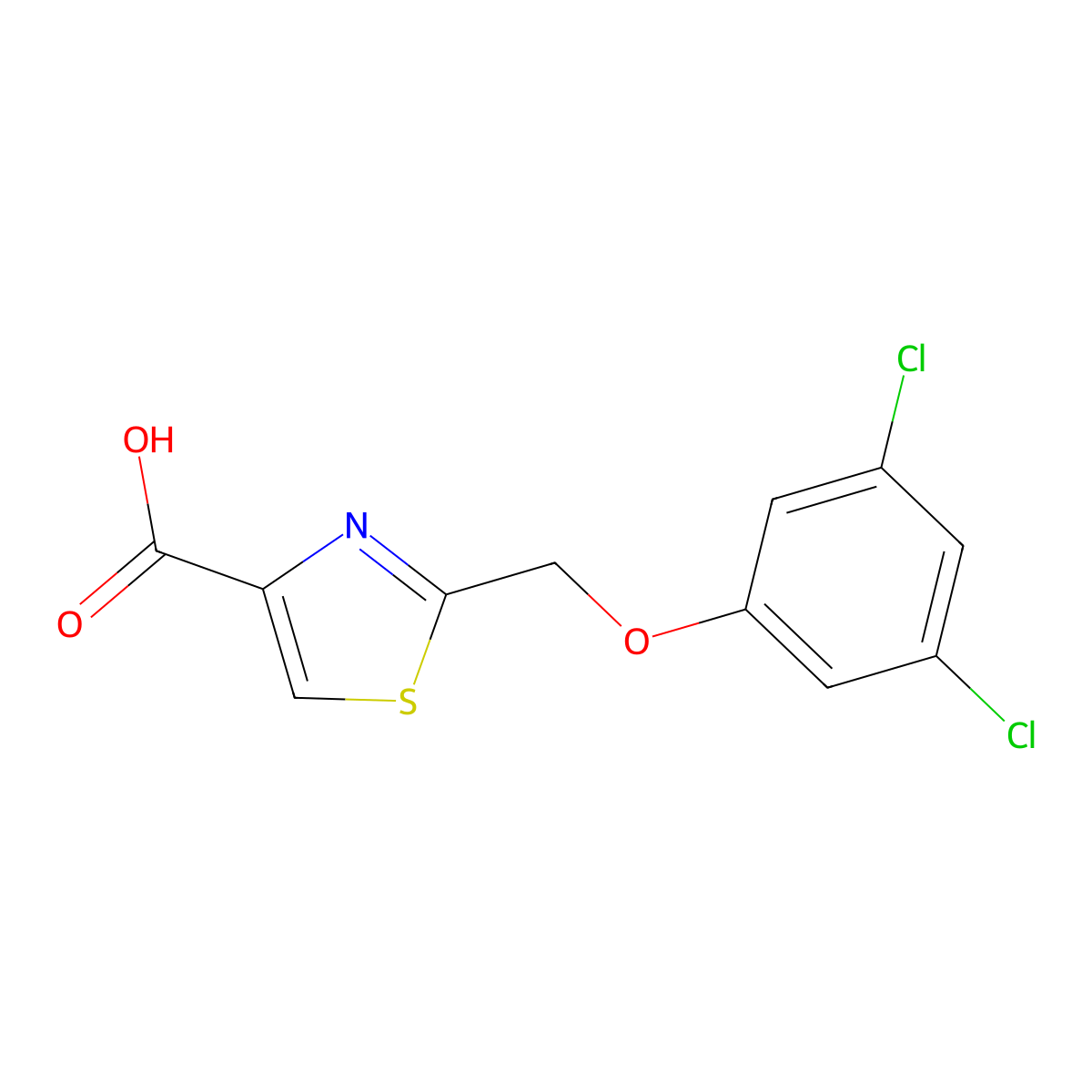 2-[(3,5-Dichlorophenoxy)methyl]-1,3-thiazole-4-carboxylic acid molecular structure, CAS 263756-57-6