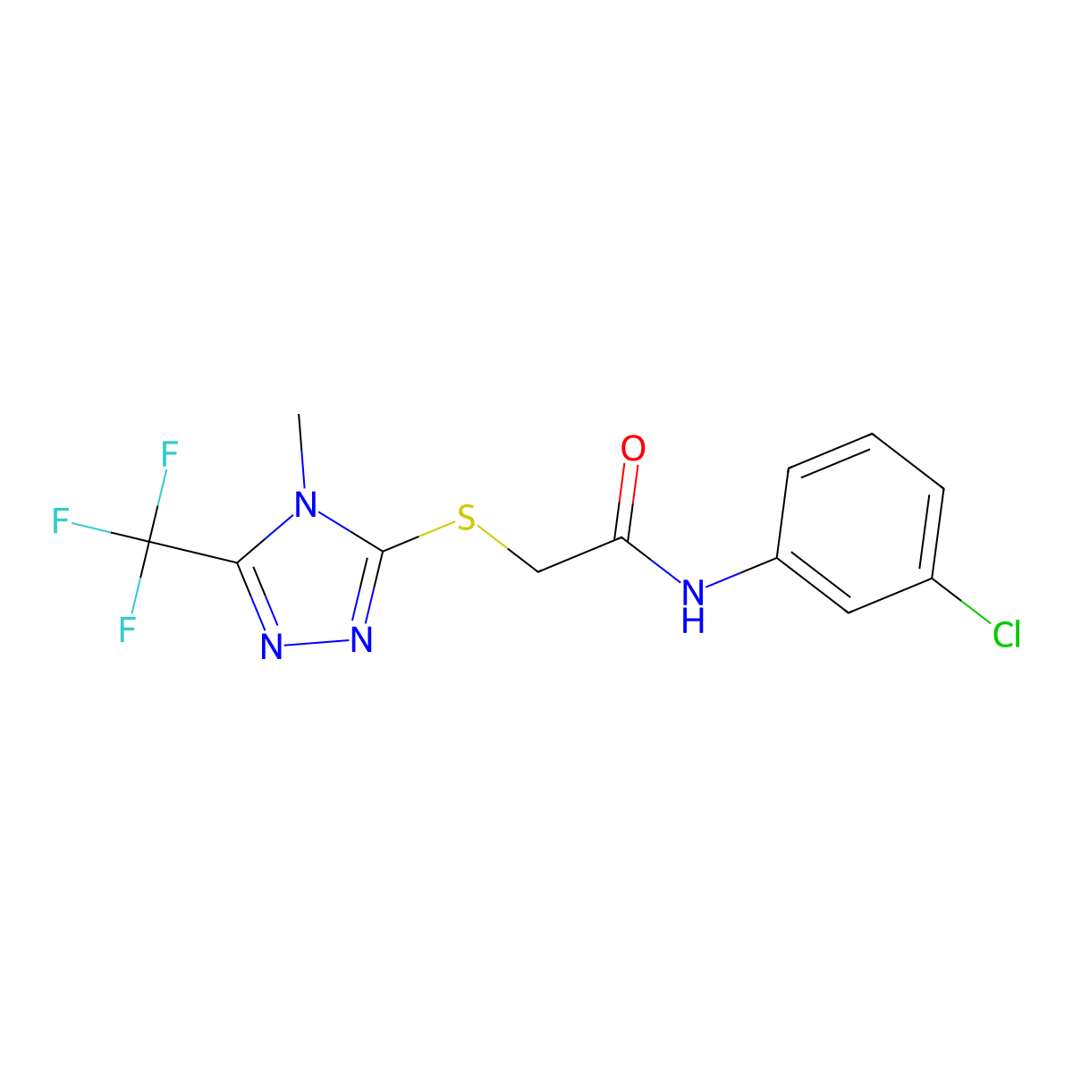 N-(3-chlorophenyl)-2-{[4-methyl-5-(trifluoromethyl)-4H-1,2,4-triazol-3-yl]sulfanyl}acetamide molecular structure, CAS 263756-83-8