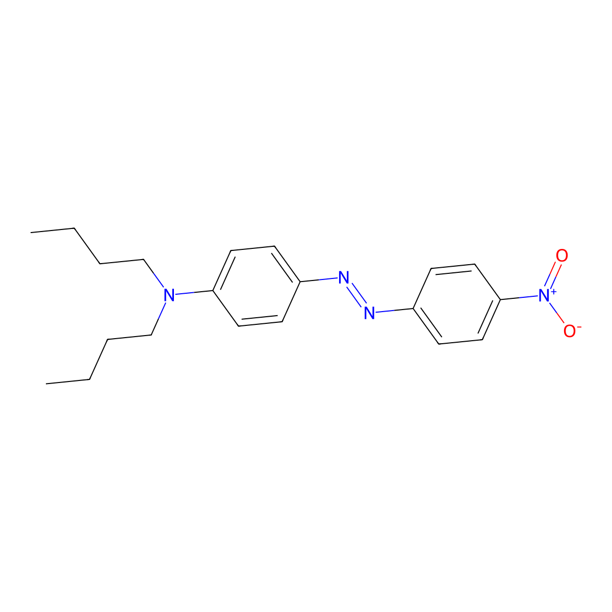 Benzenamine, N,N-dibutyl-4-[(1E)-2-(4-nitrophenyl)diazenyl]- molecular structure, CAS 263757-63-7