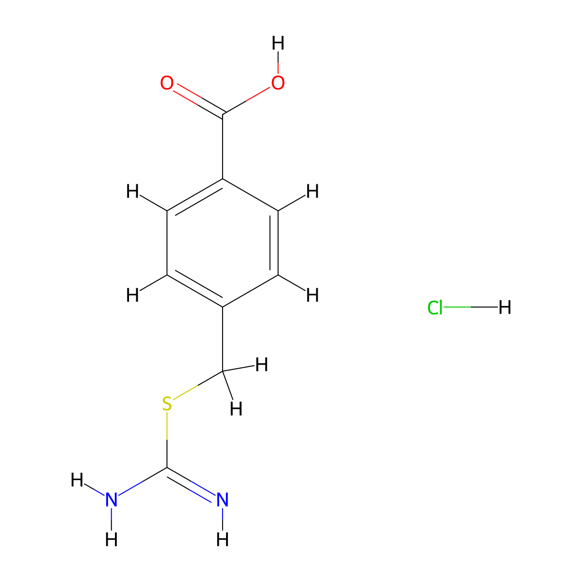 4-[(Carbamimidoylsulfanyl)methyl]benzoic acid hydrochloride molecular structure, CAS 263758-16-3