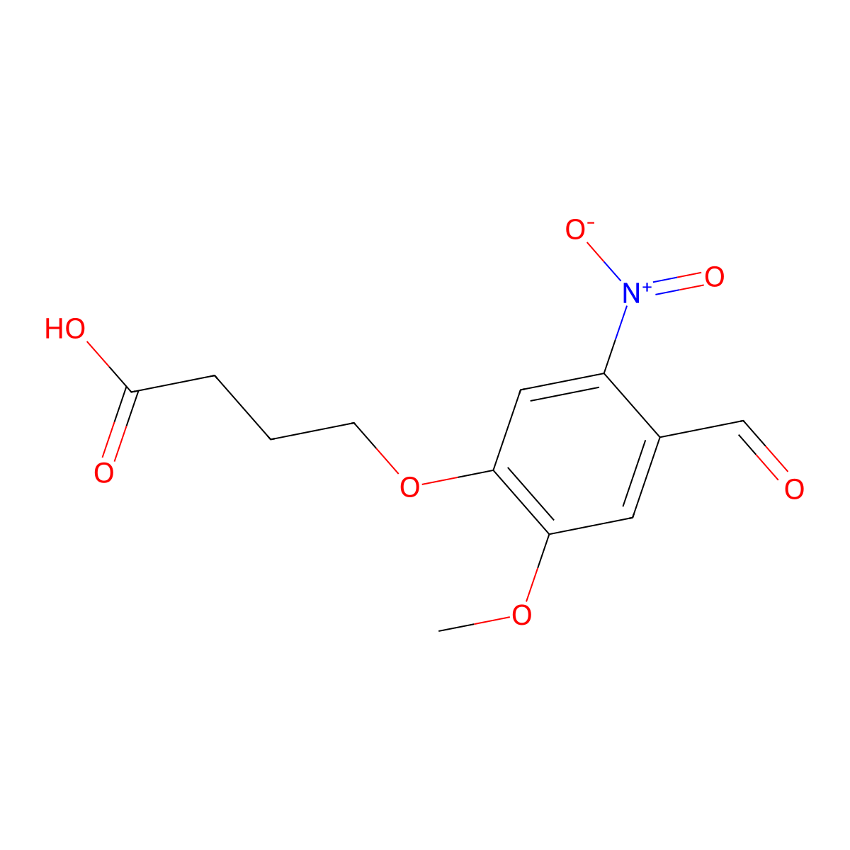 4-(4-Formyl-2-methoxy-5-nitrophenoxy)butanoic acid molecular structure, CAS 263758-69-6